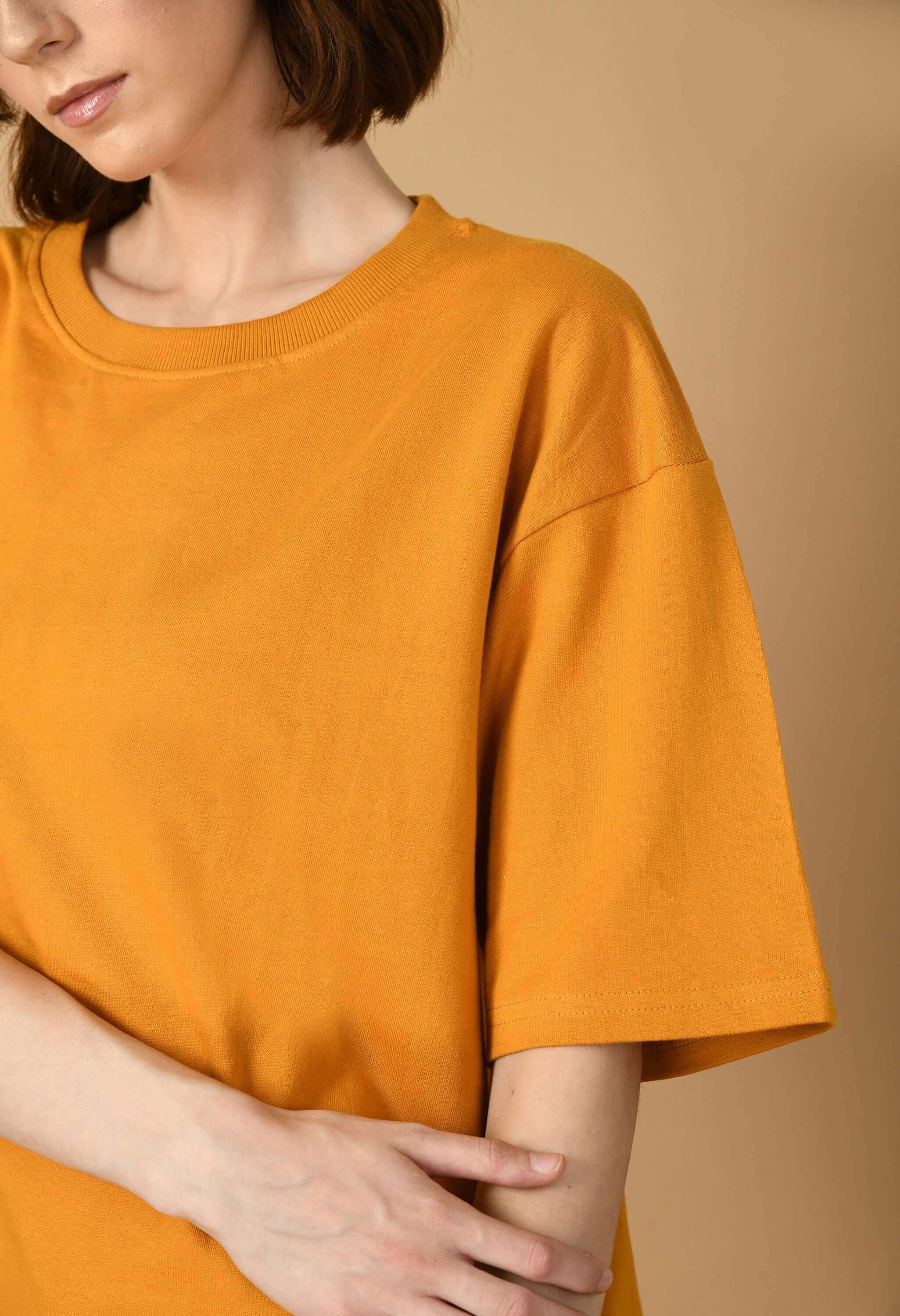 Mustard women's plain oversized t-shirt