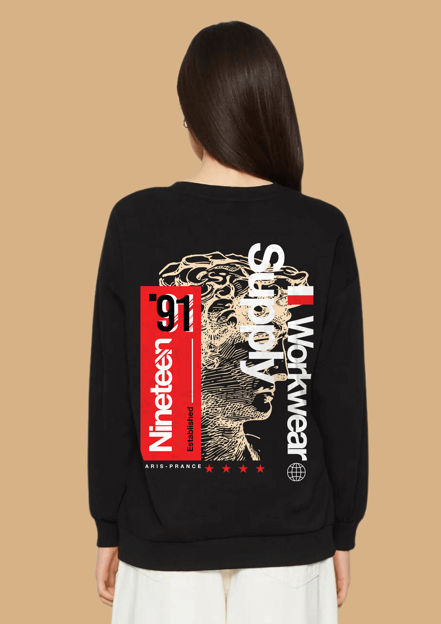 Nineteen 91 printed black color sweatshirt by offmint