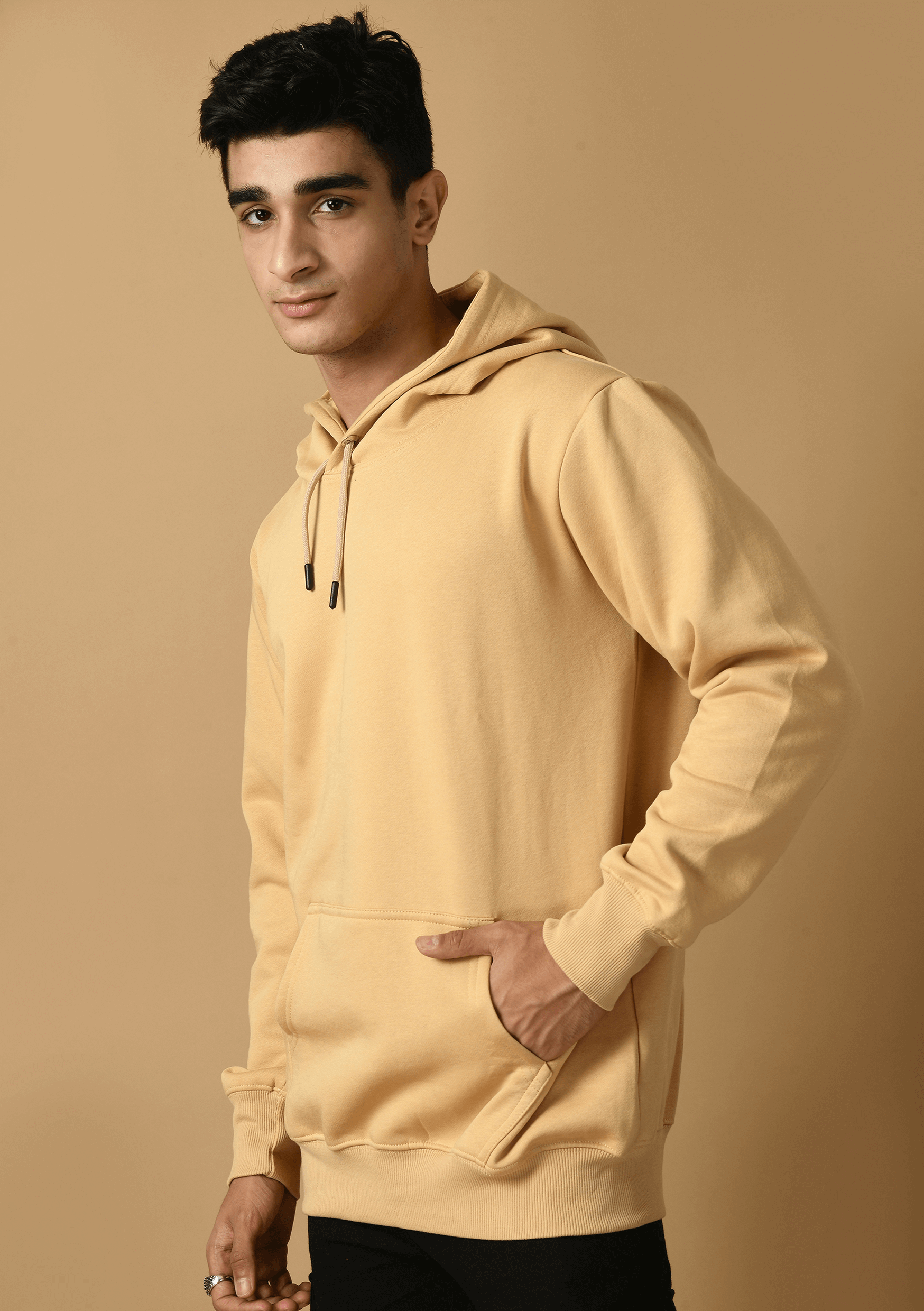 No more printed beige color hoodie