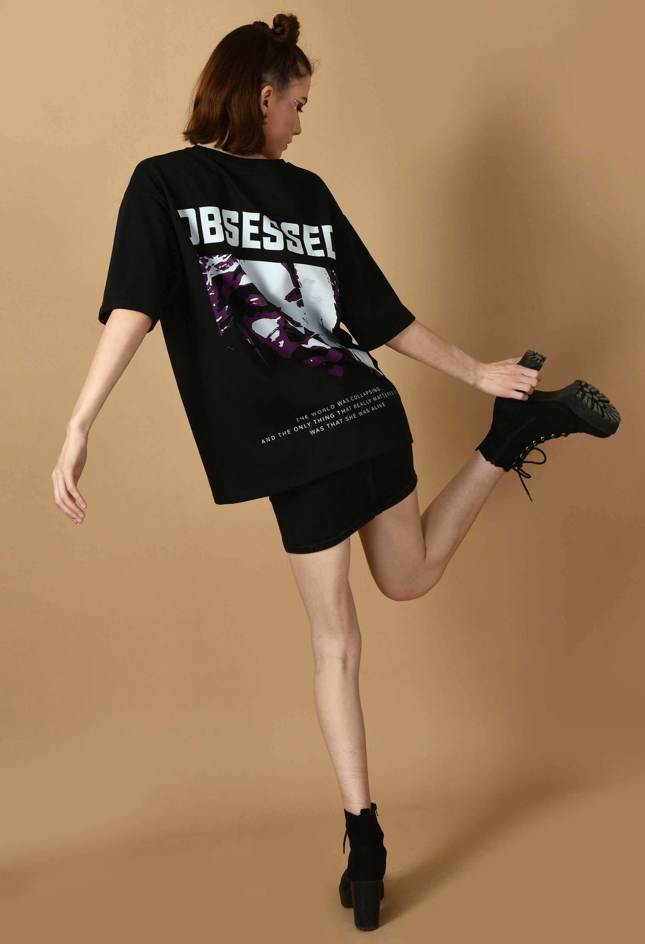 Obsessed printed black color t-shirt