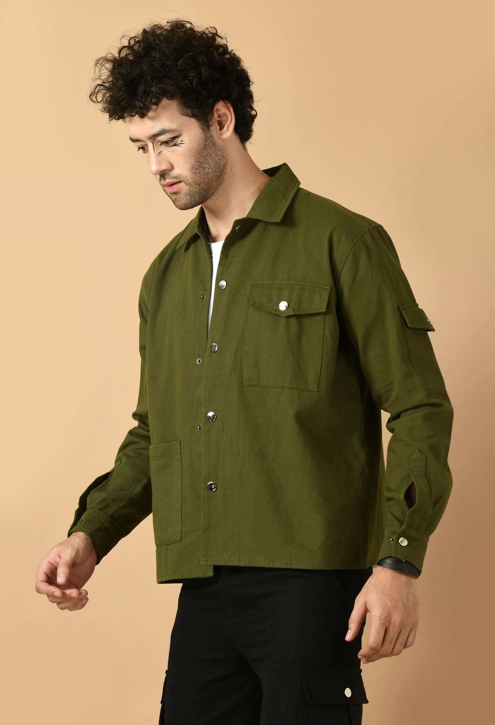 Olive men's overshirt by offmint