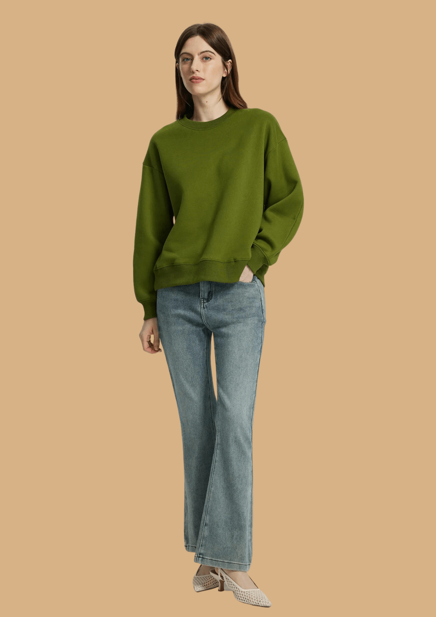 Olivegreen color plain sweatshirt