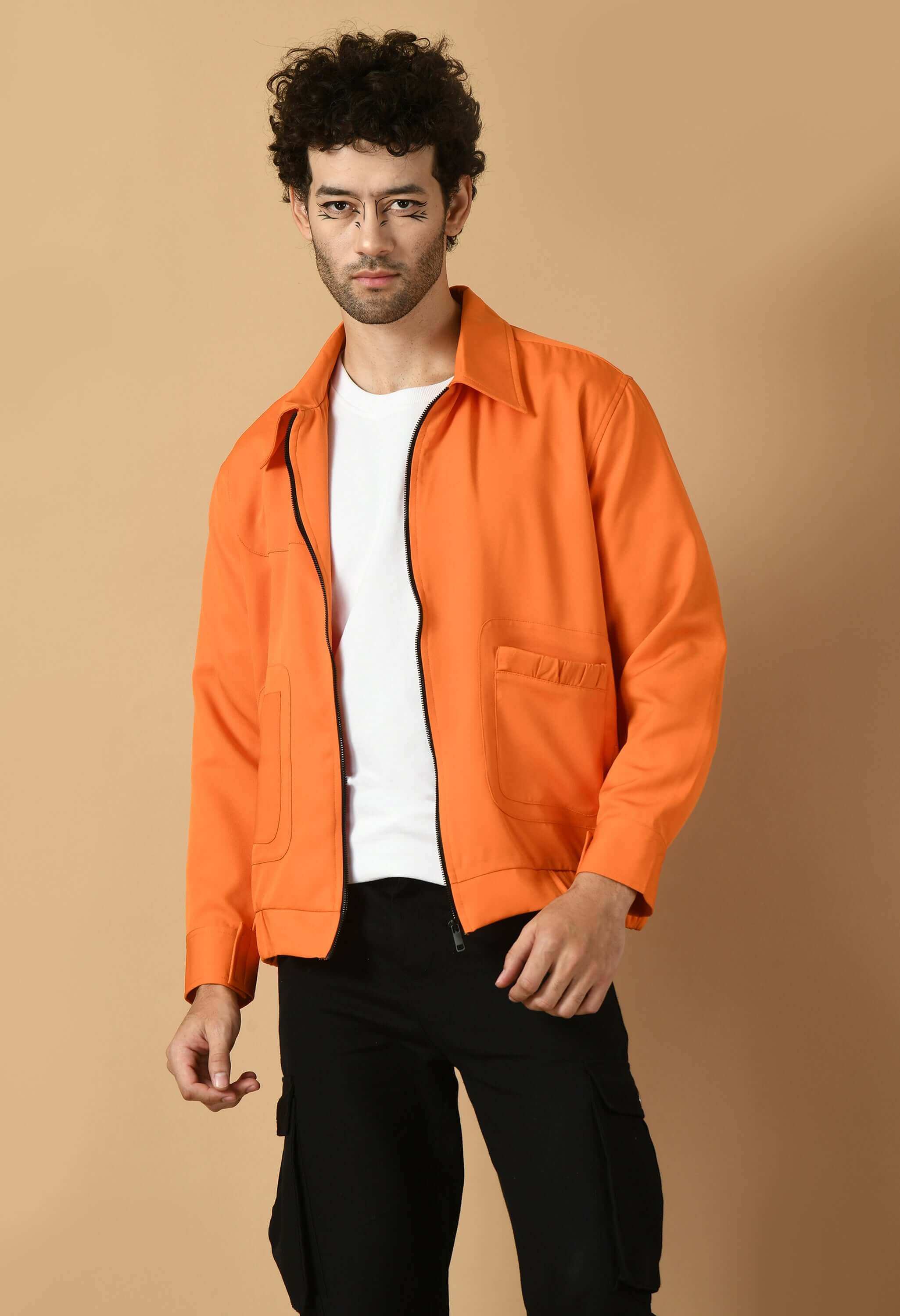 Orange color bomber jacket