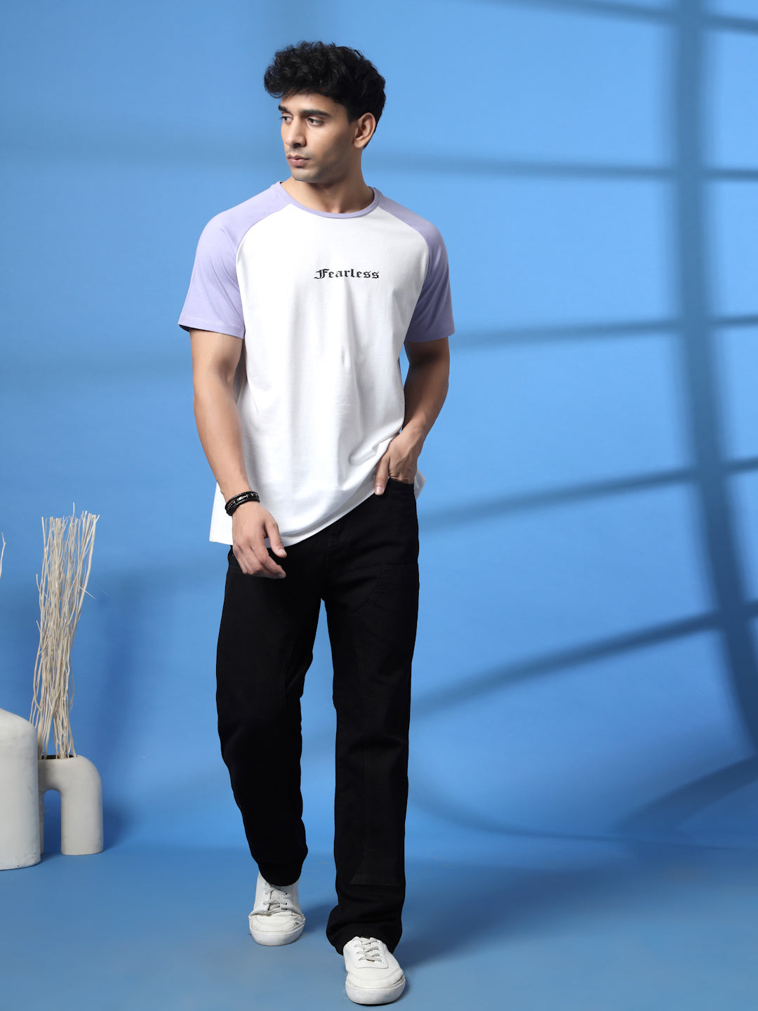 Men Printed White Drop Shoulder Oversized T-shirt