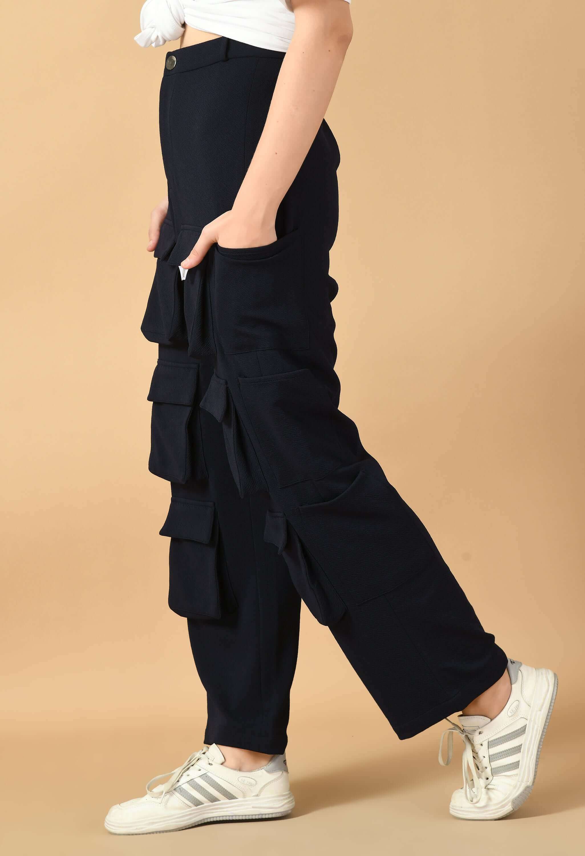 Twelve pocket black color cargo