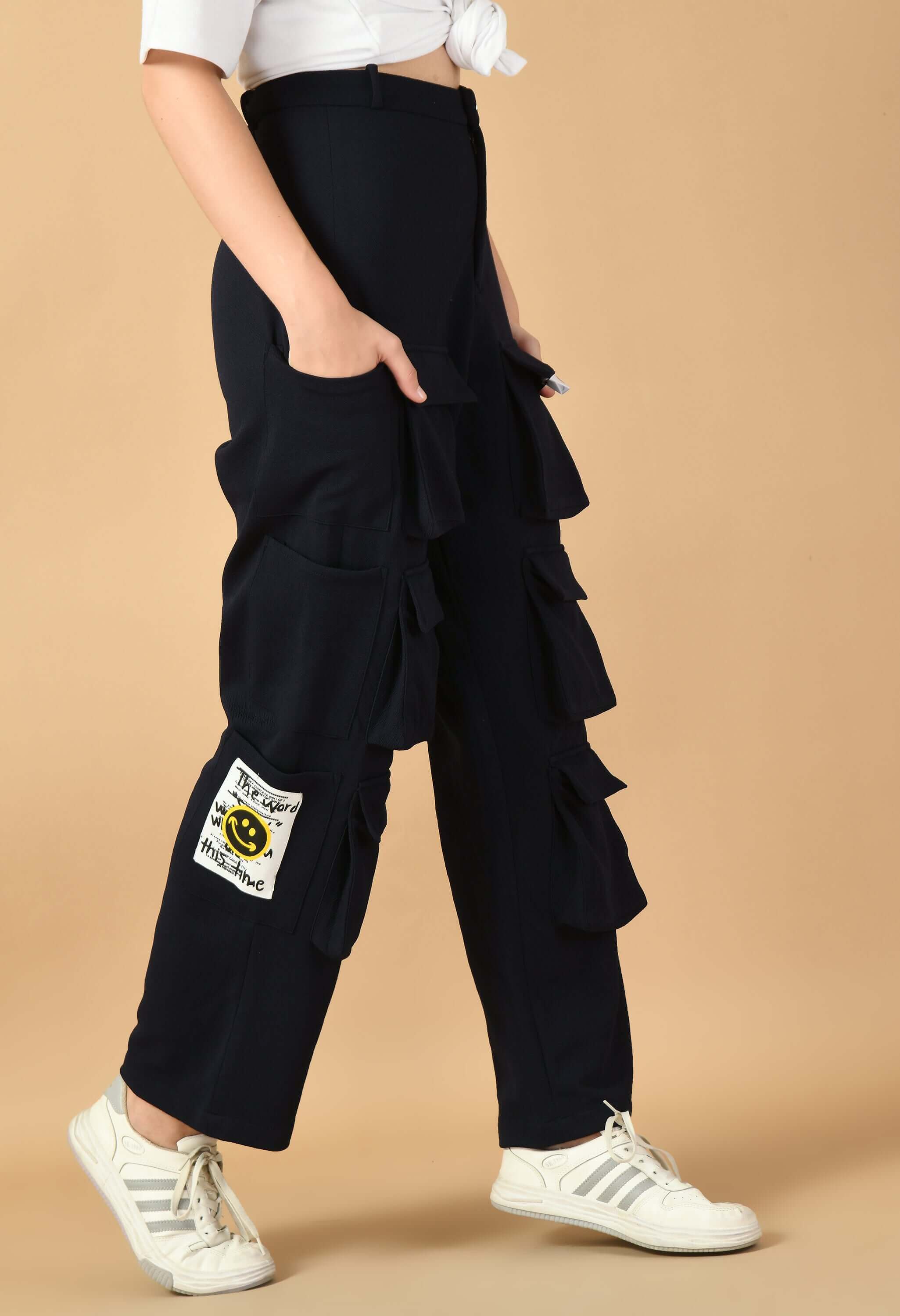 Twelve pocket black color cargo by offmint