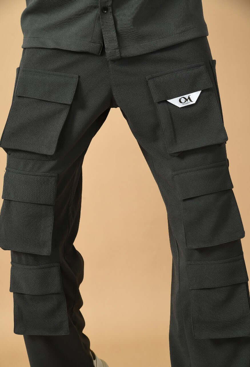 Twelve pocket grey color men's cargo