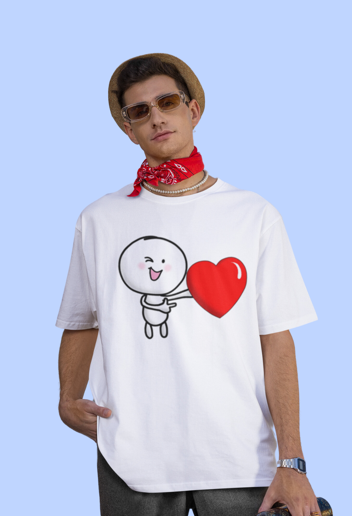 Soulmate Sync White Oversized T-shirt By Offmint- Set of Two