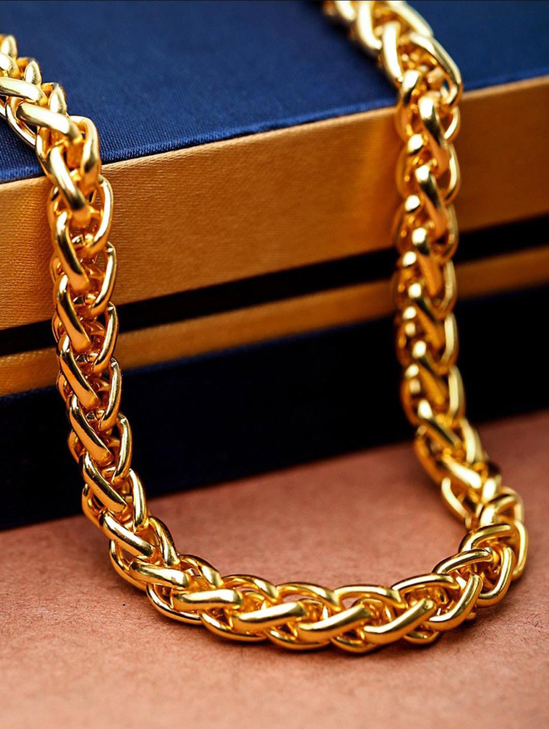 Gold Plated Stylish Golden Chain Necklace For men/women by offmint