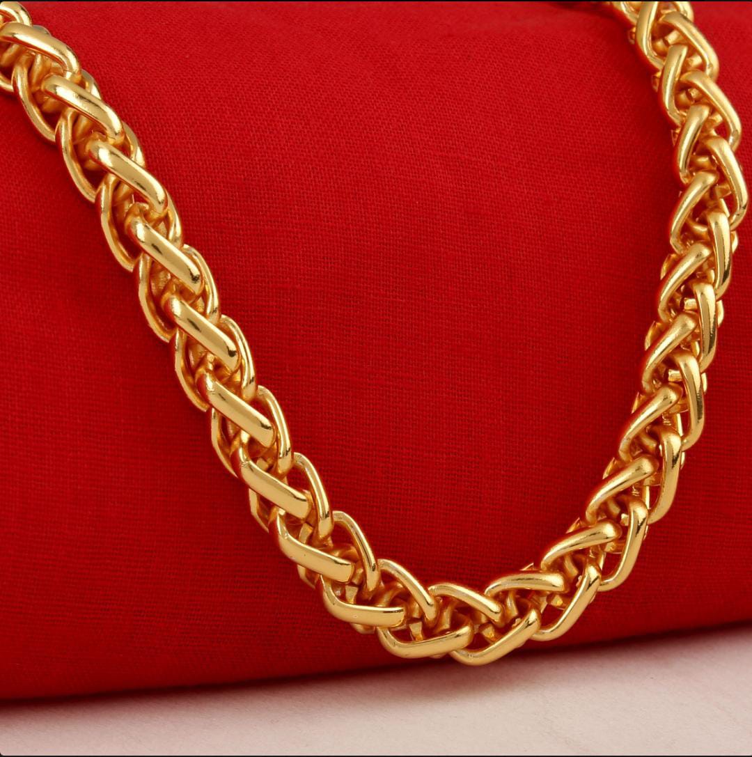 Gold Plated Stylish Golden Chain Necklace For men/women by offmint