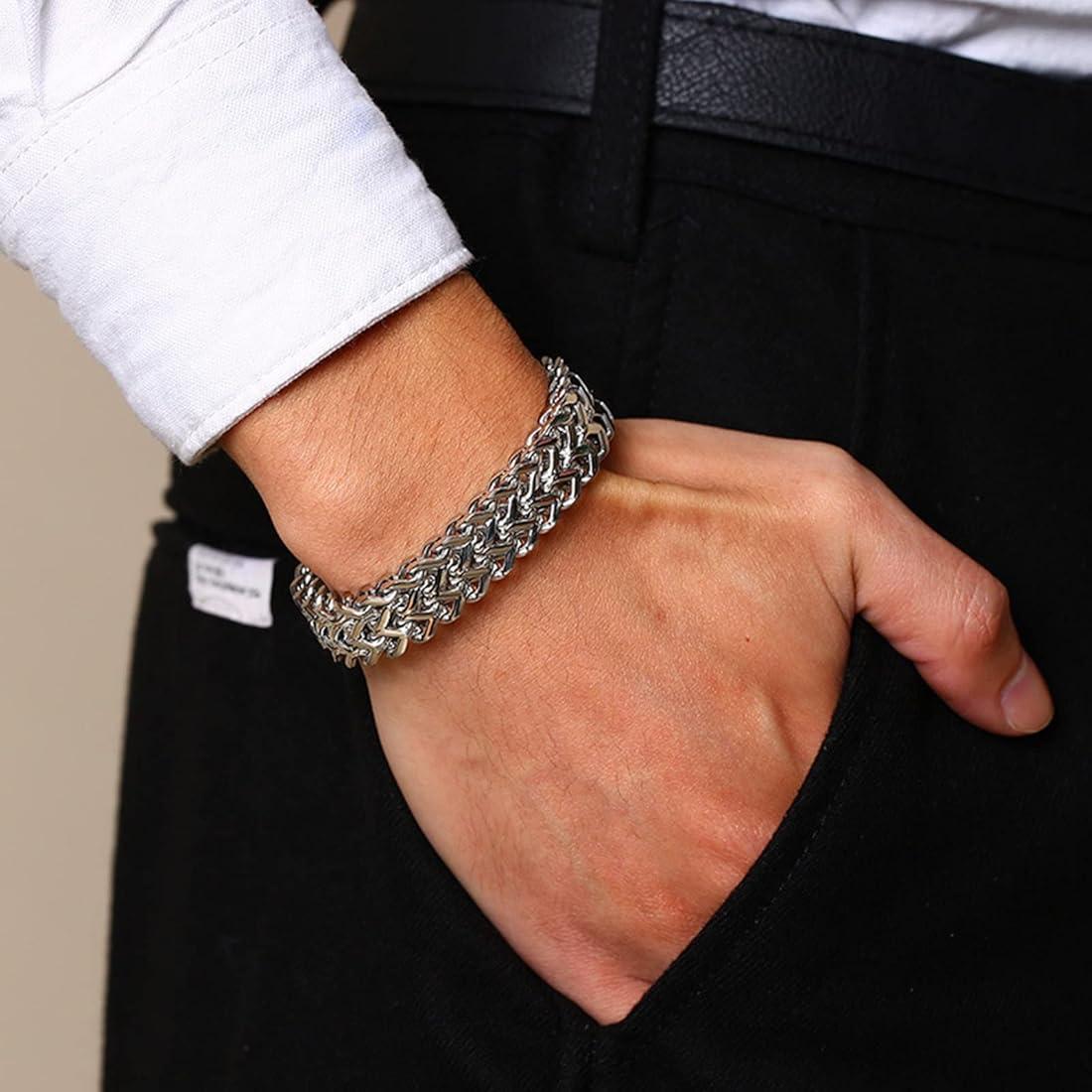 Silver Stainless Steel Bracelet For Men By Offmint