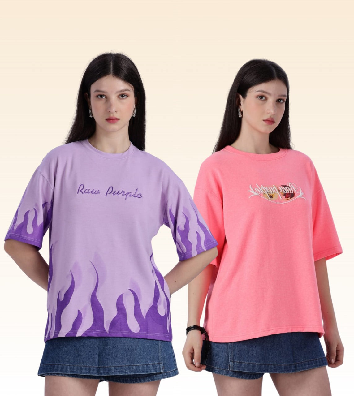 Lavender and Pink Oversize T-shirt | Pack of 2 T-shirt