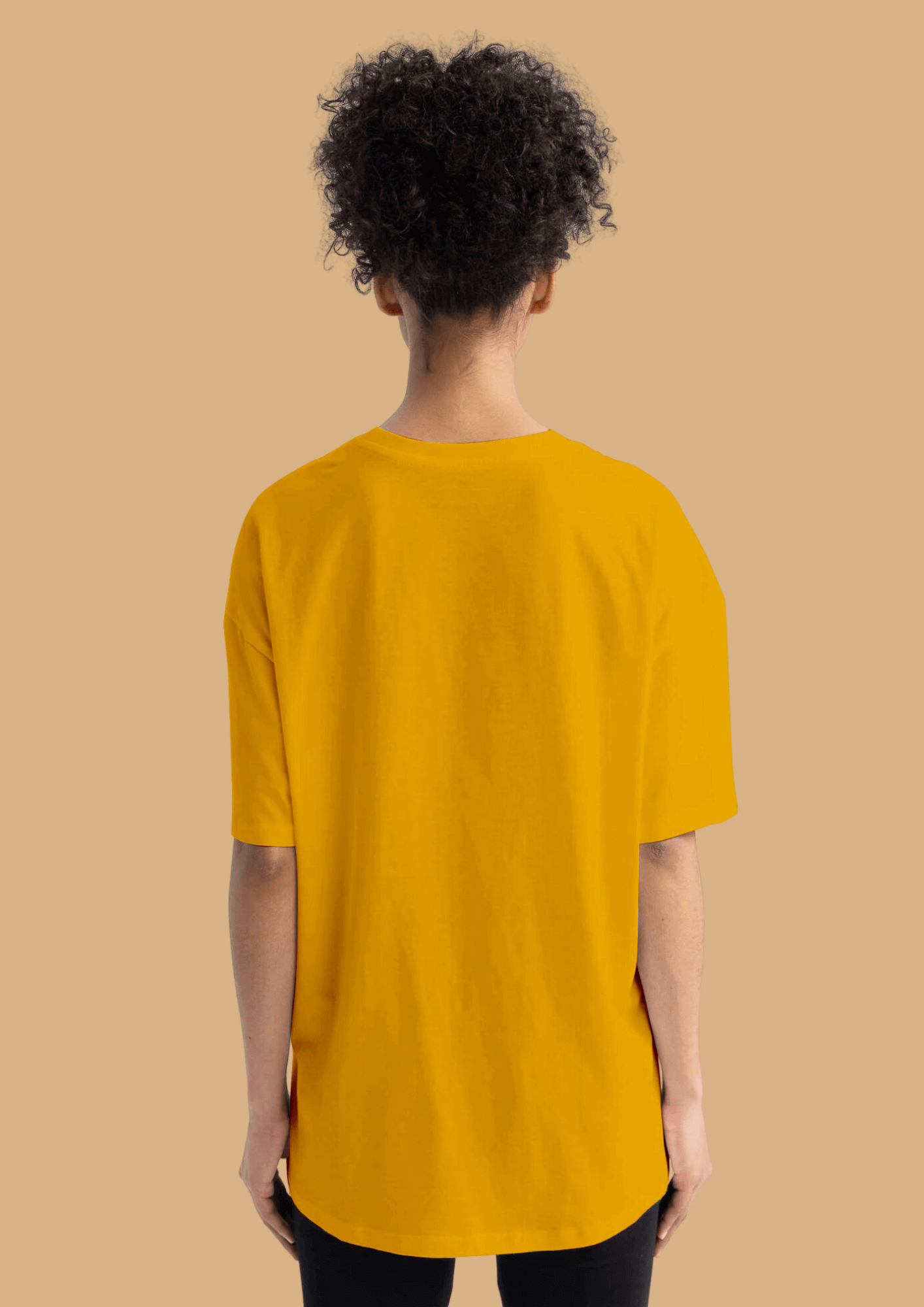 You are not in control printed mustard color oversized t-shirt