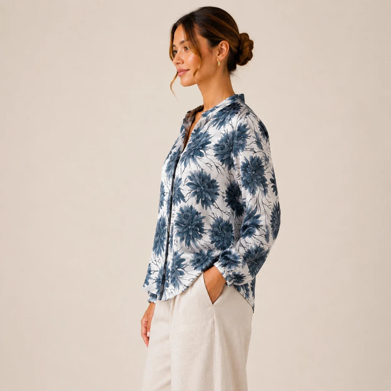 Midnight Bloom Satin Shirt