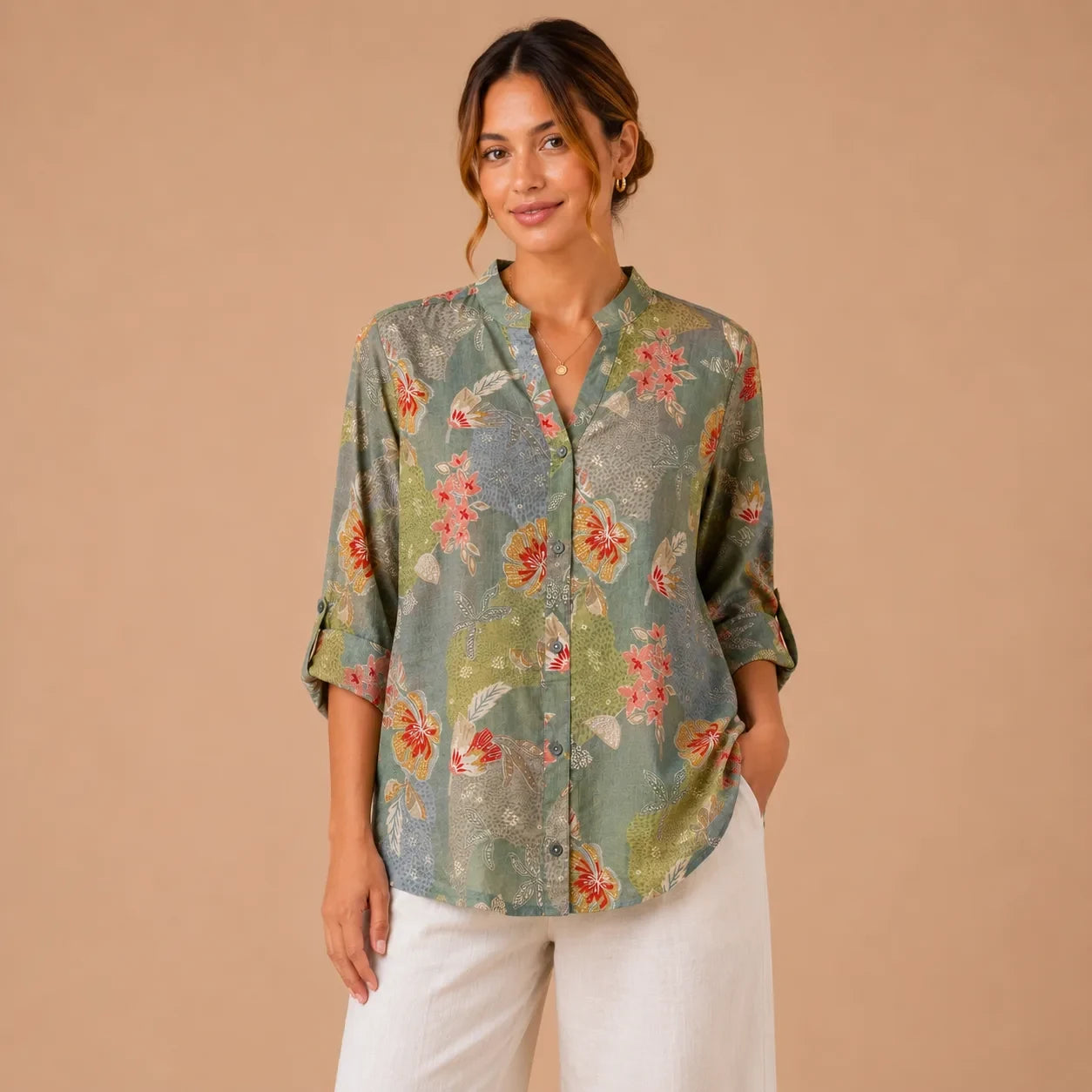 Sage Garden Floral Casual Shirt