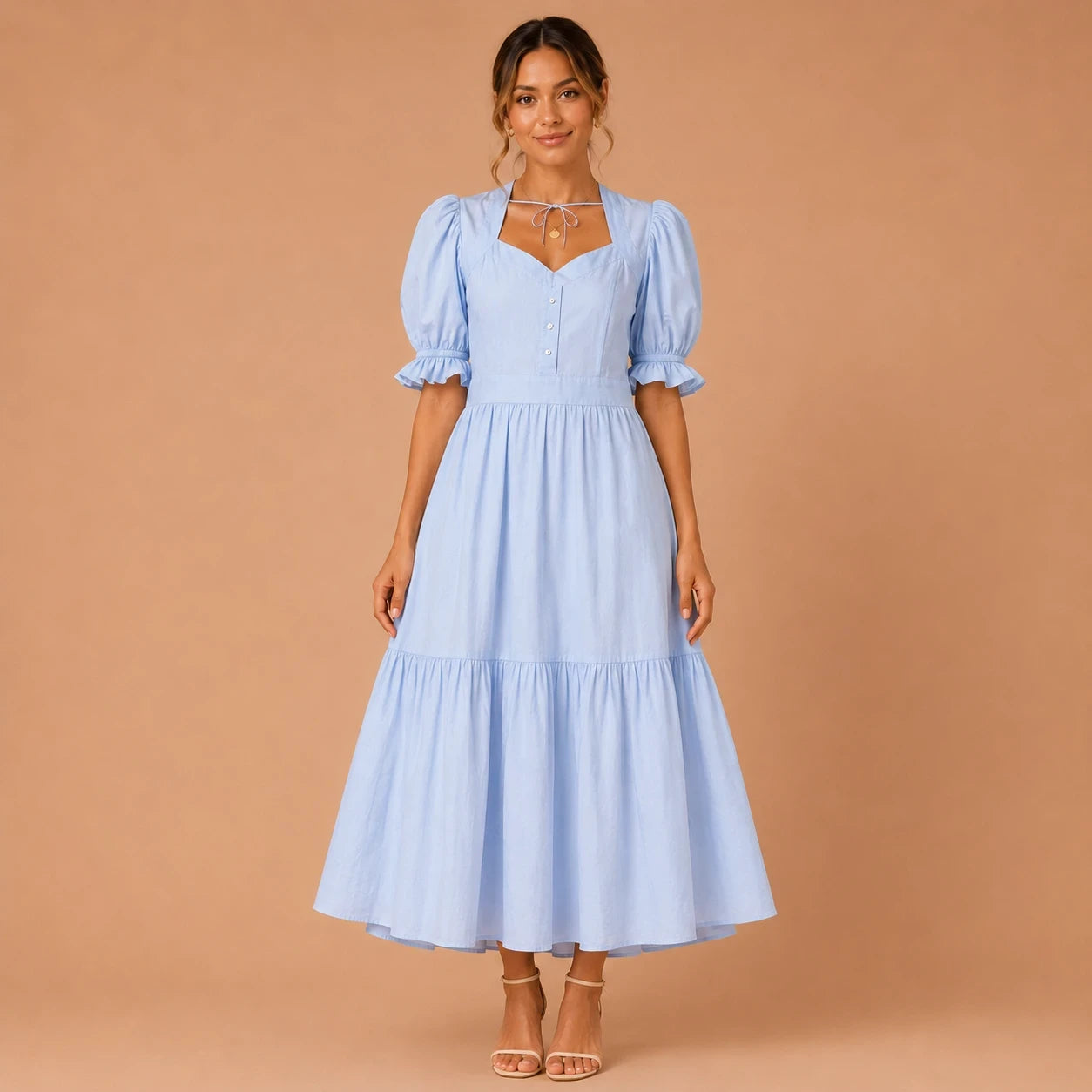Sky Breeze Tiered Midi Dress