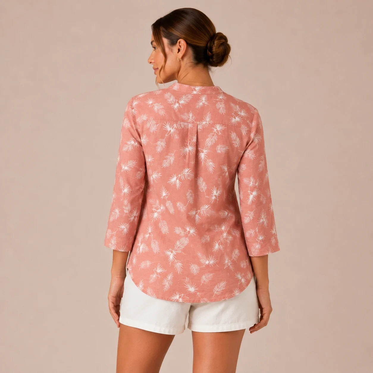 Coral Palm Print Casual Shirt