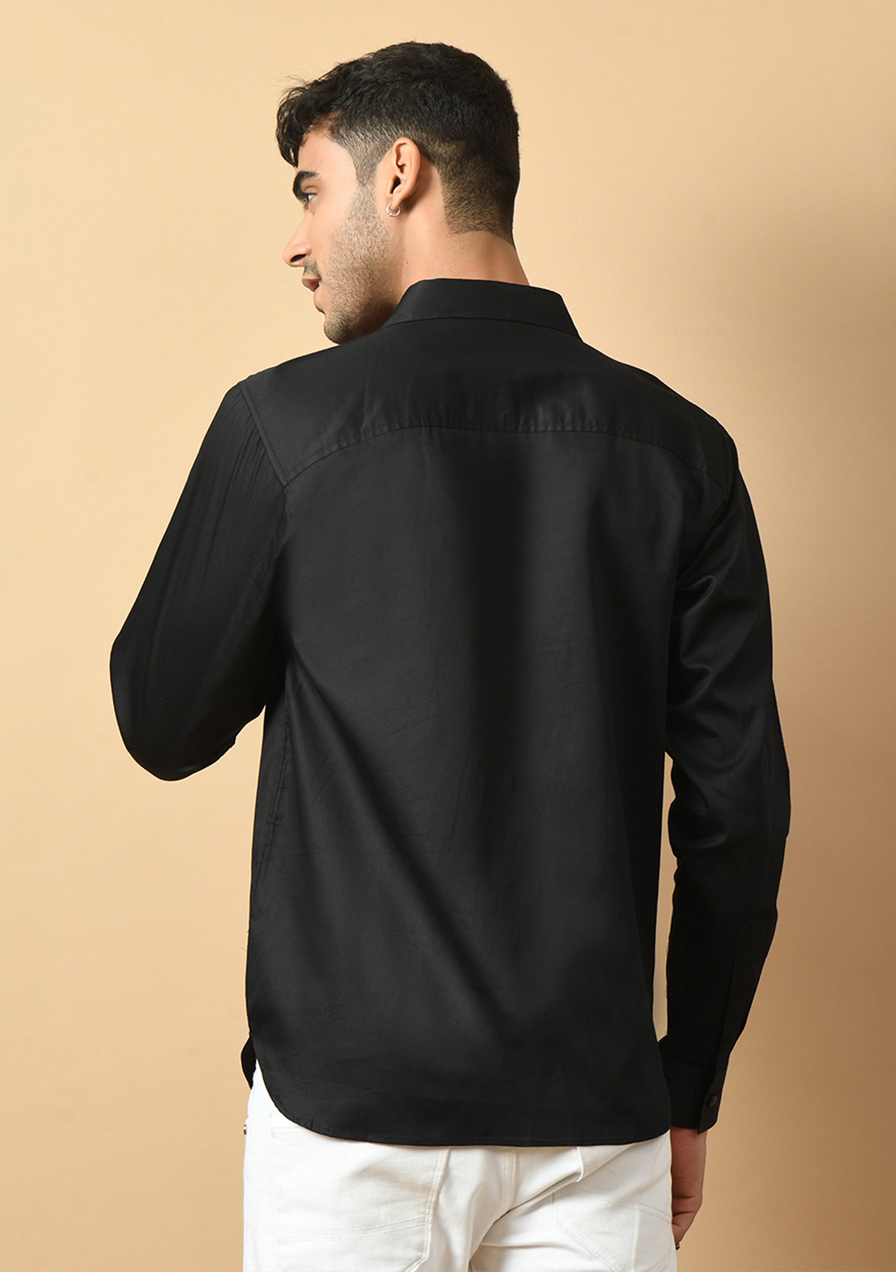 Alien Printed Black ClubWear Shirt By Offmint