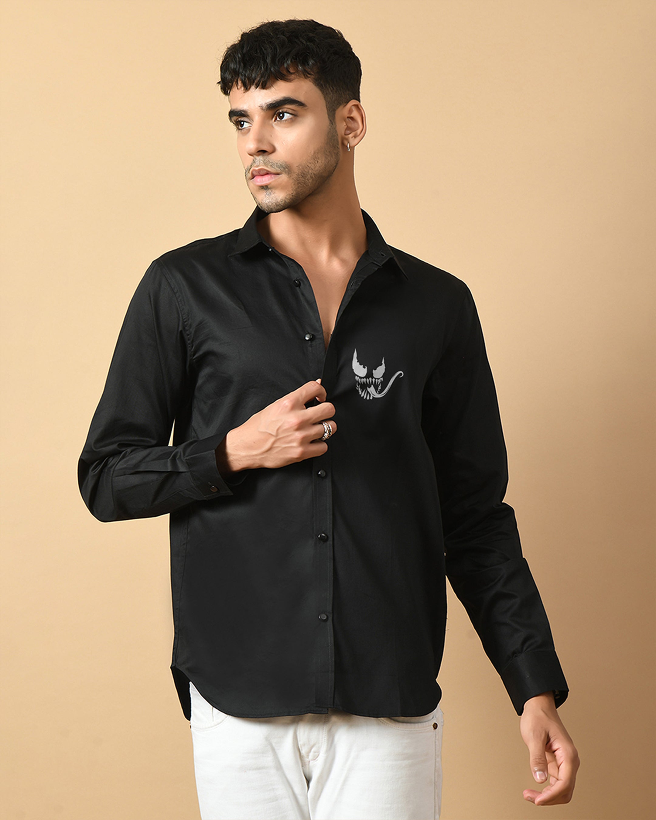 Venom Printed Black Shirt By Offmint