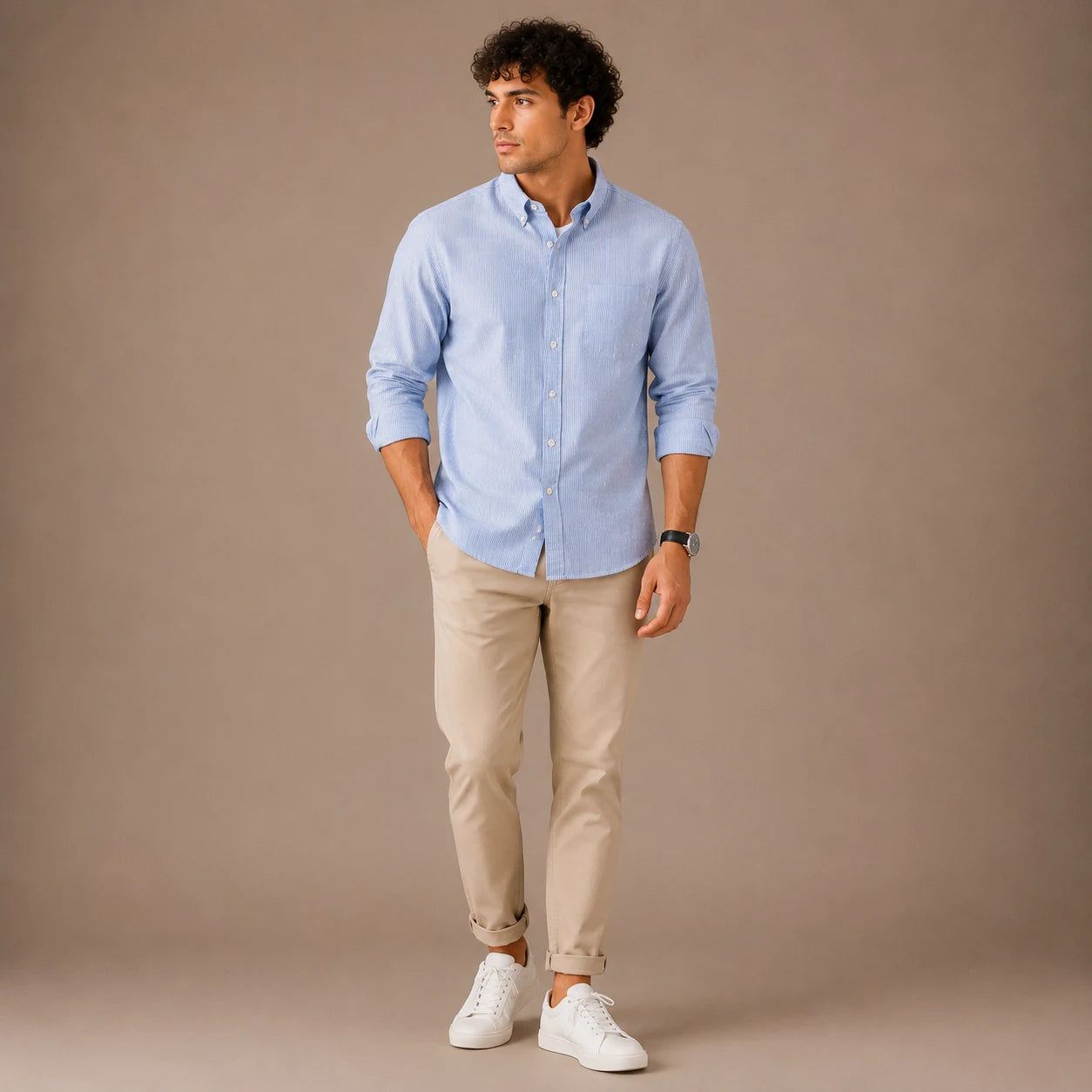 Rigo Men Sky Blue Regular Fit Full Sleeve Shirt