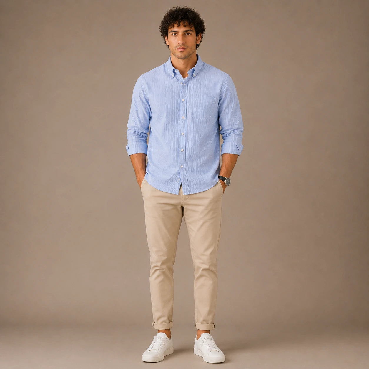 Rigo Men Sky Blue Regular Fit Full Sleeve Shirt
