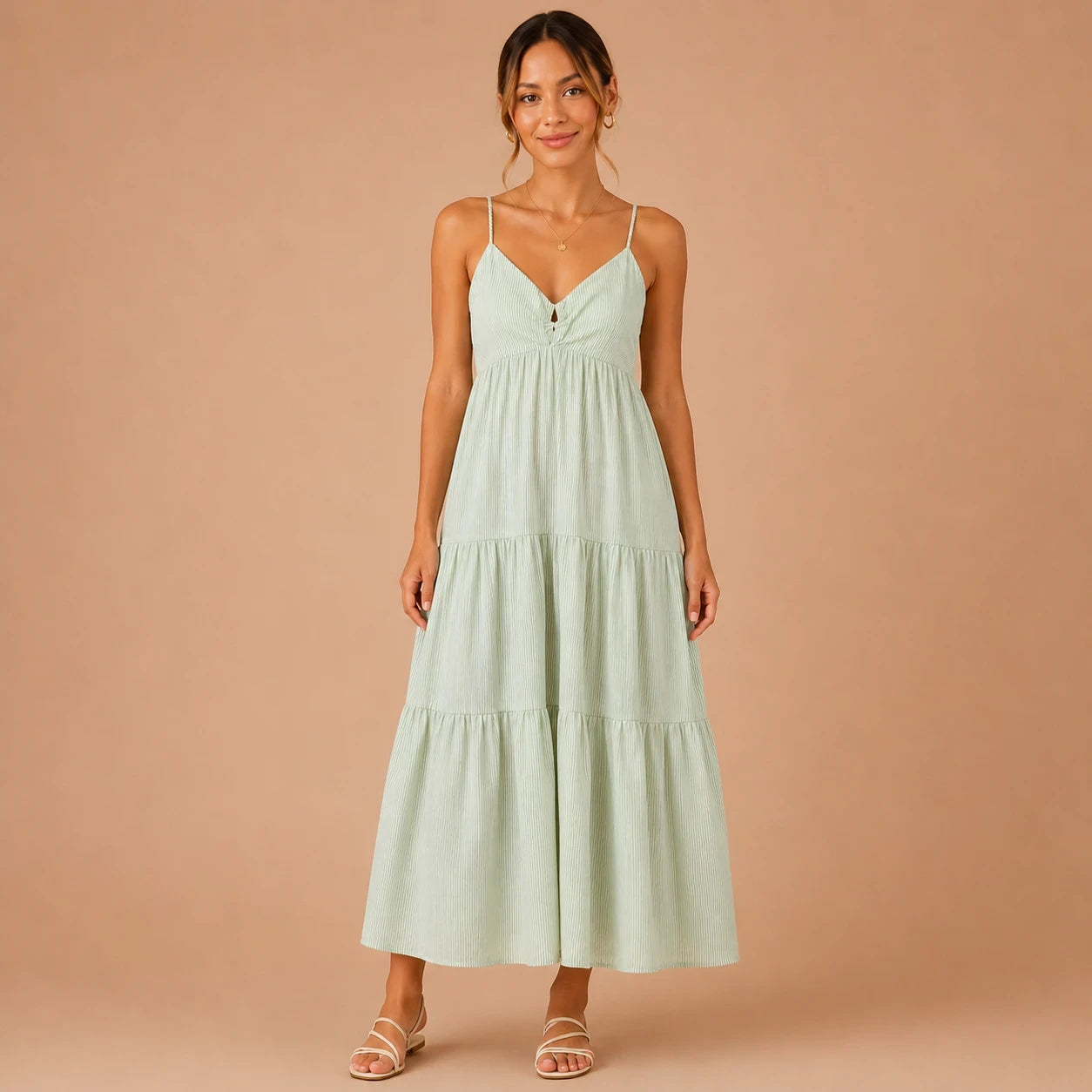 Mint Breeze Tiered Maxi Dress