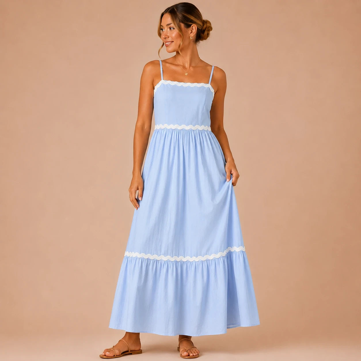 Sky Bloom Tiered Maxi Dress