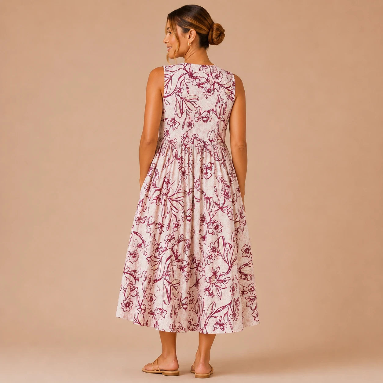 Floral Breeze Sleeveless Midi Dress