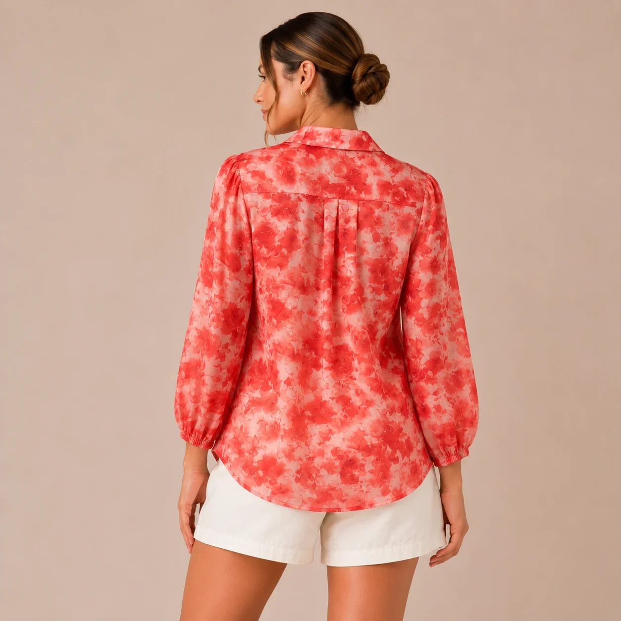 Coral Bloom Sheer Shirt Top
