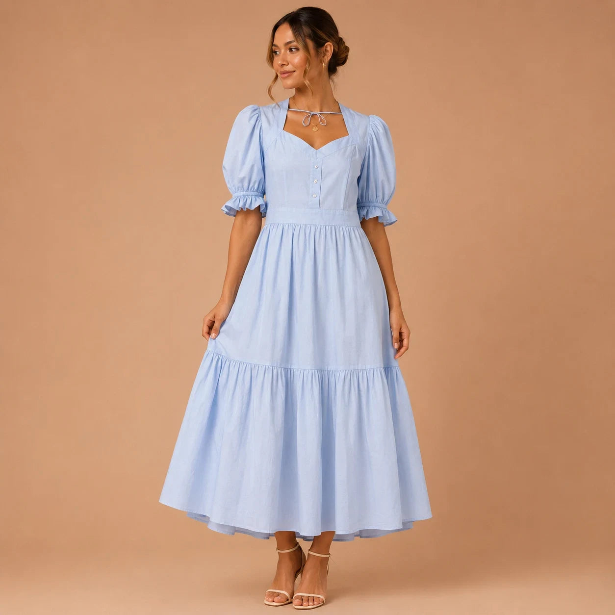 Sky Breeze Tiered Midi Dress