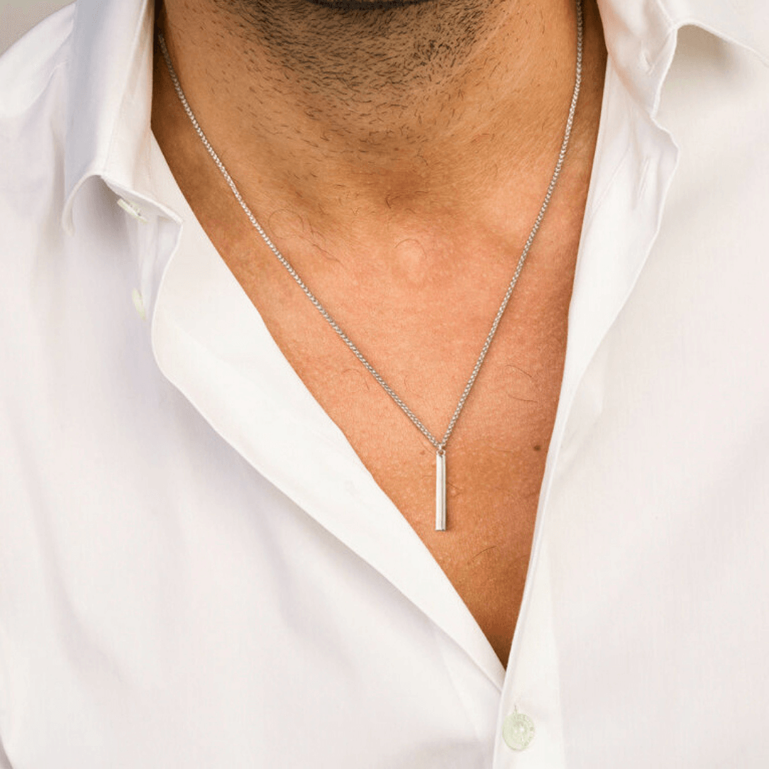 Square Silver-Plated Pendant For Men By Offmint