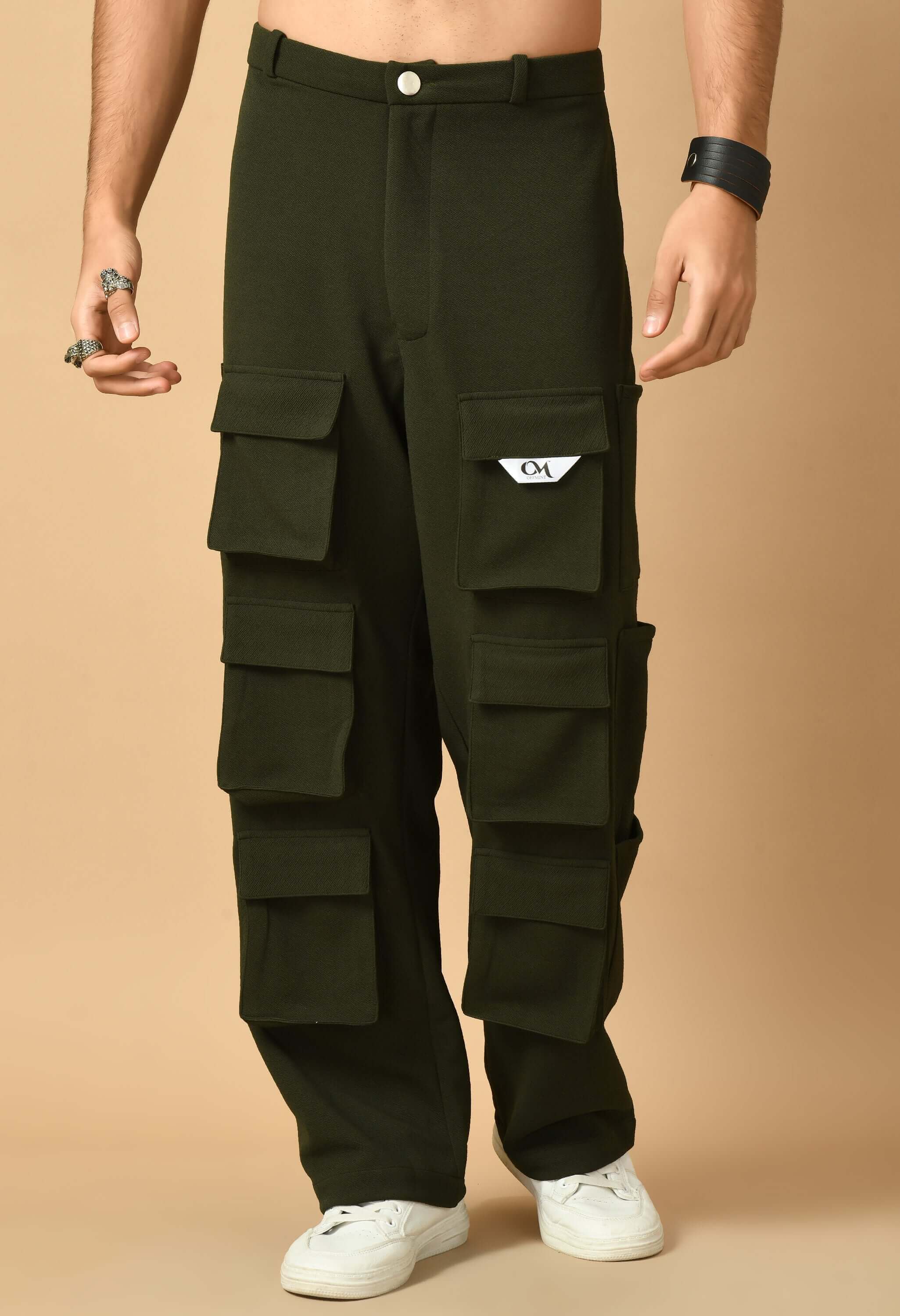 12 Pocket Men's Cargo Olive Green By Offmint
