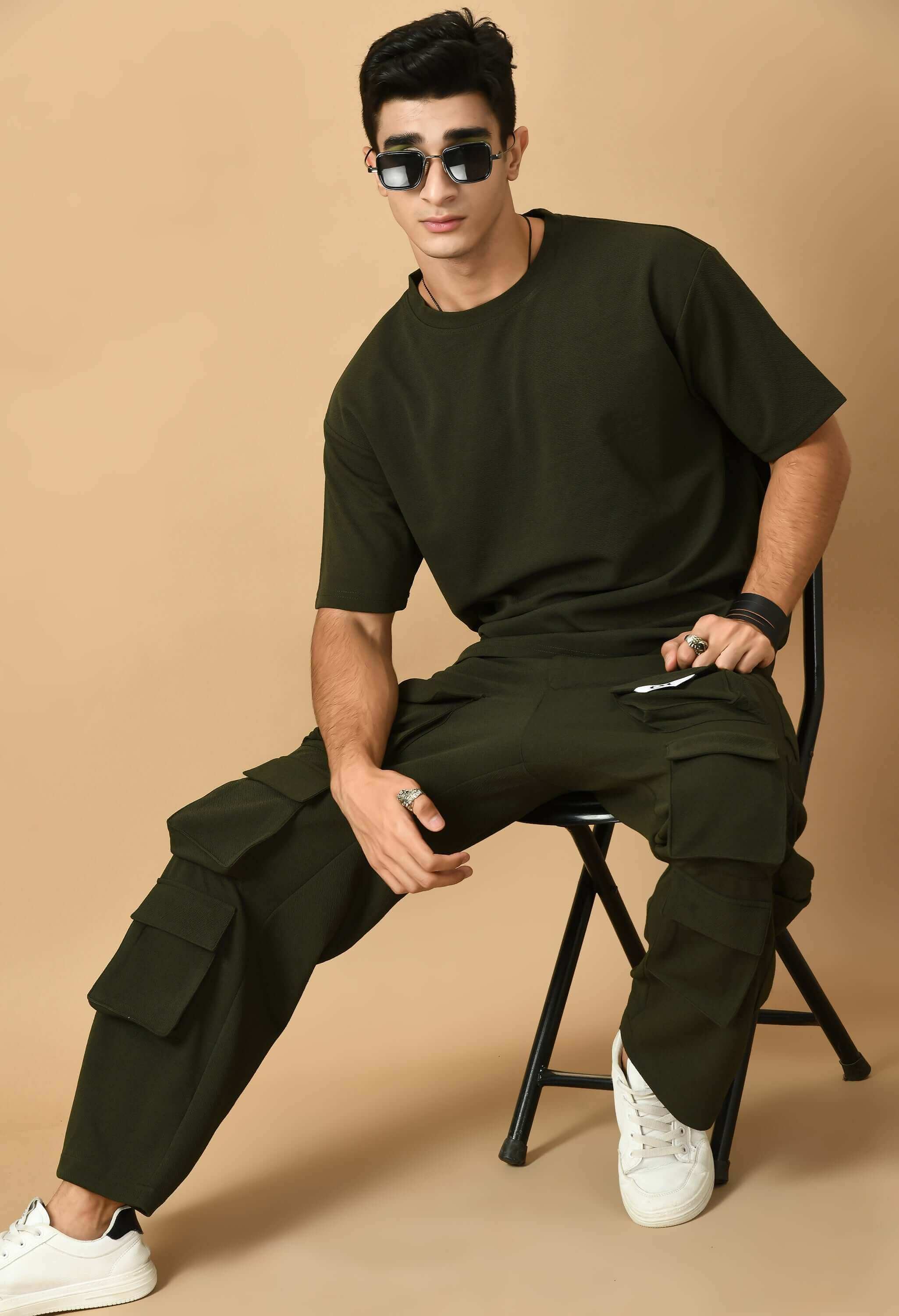 12 Pocket Men's Valentino Cargo Olive Green By Offmint