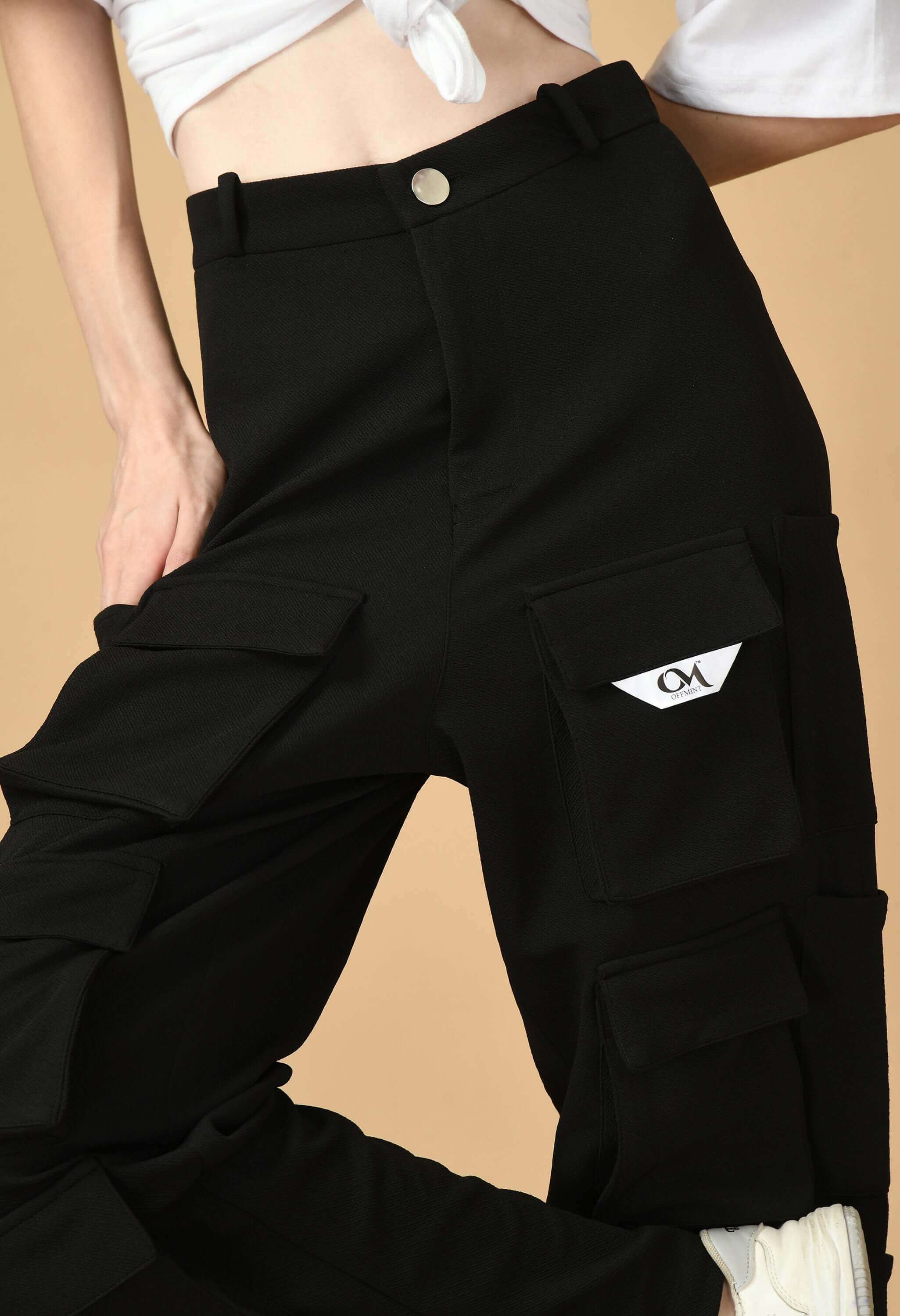 12 pocket women's cargo black color by offmint