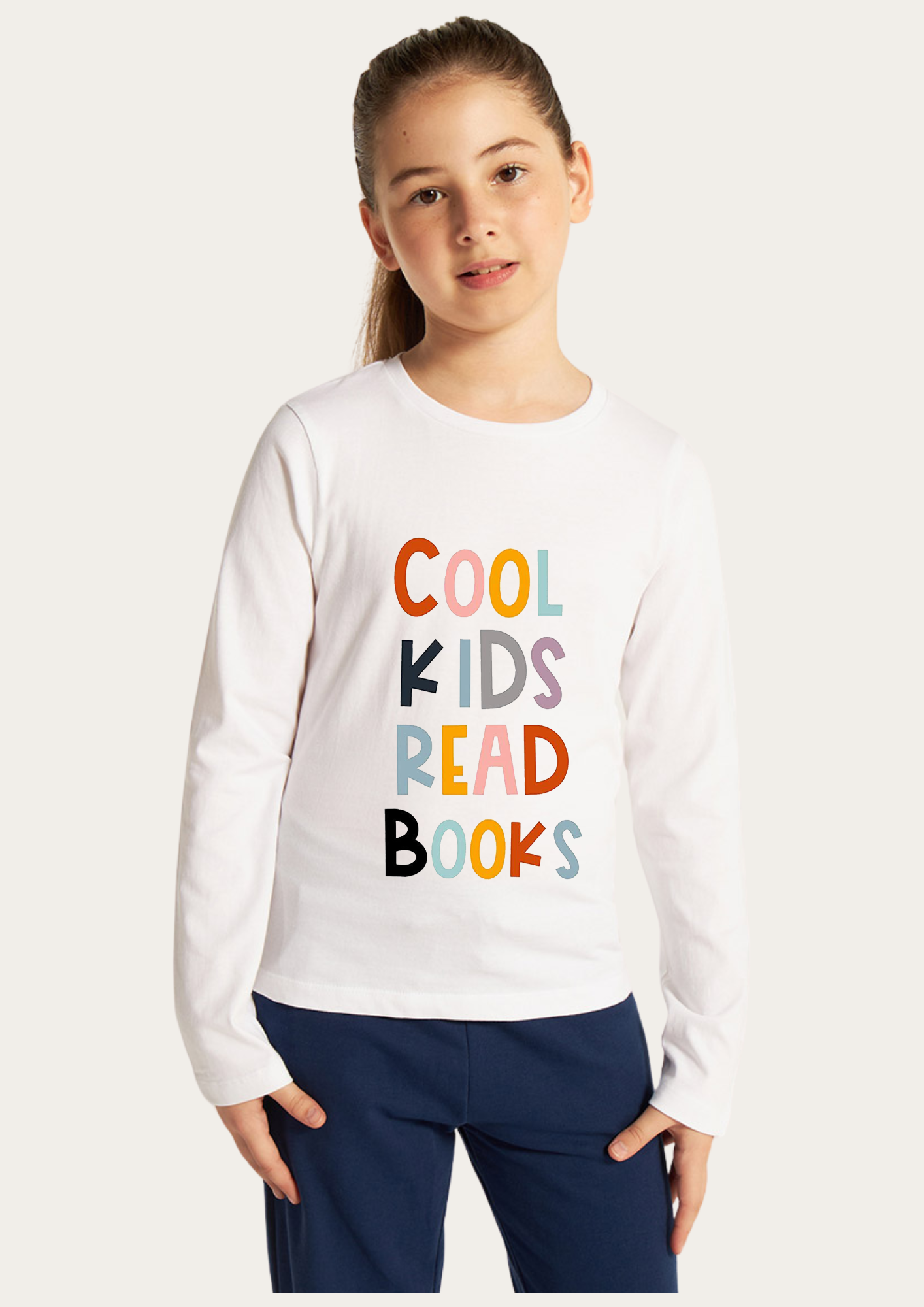 Cool Kids Read Book Printed White Full Sleeves Kids T-shirt By Offmint