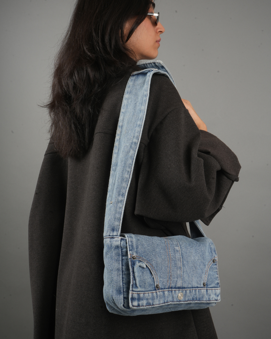 Denim Panel Shoulder Bag