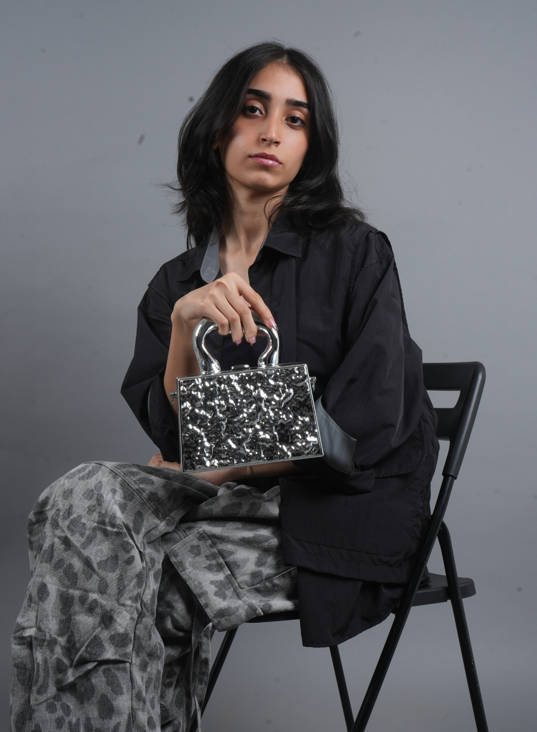Crushed Chrome Handbag
