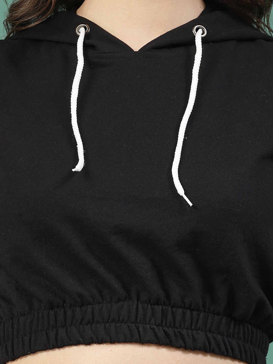 Women Black Solid Cotton Terry Full Sleeves Regular Fit  Co-ord Set