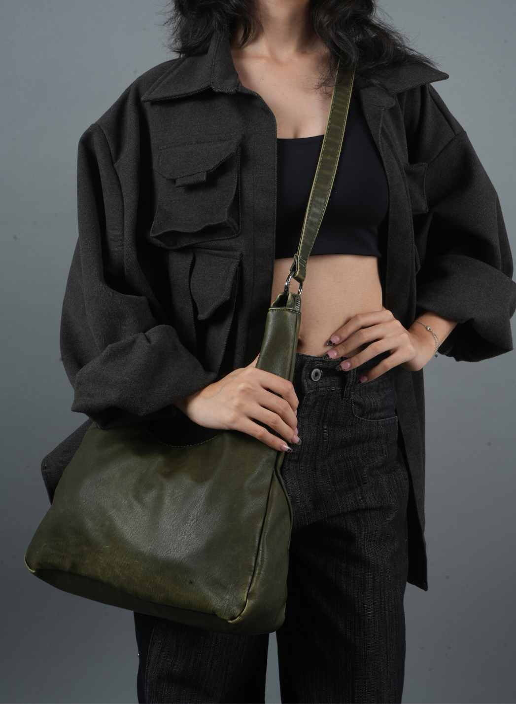 Olive Leather Hobo