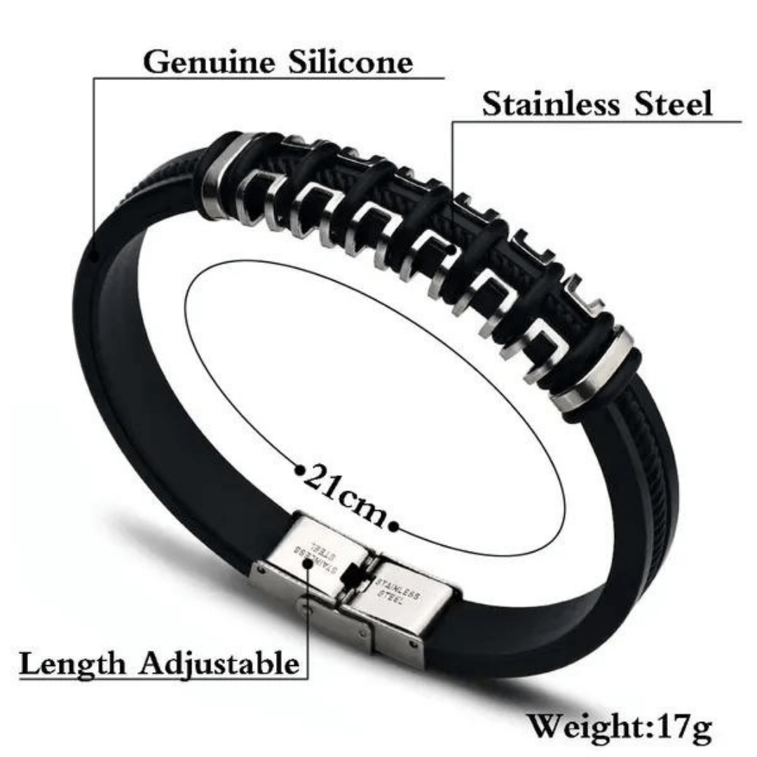 Textured Silver-Plated Bracelet For Men By Offmint