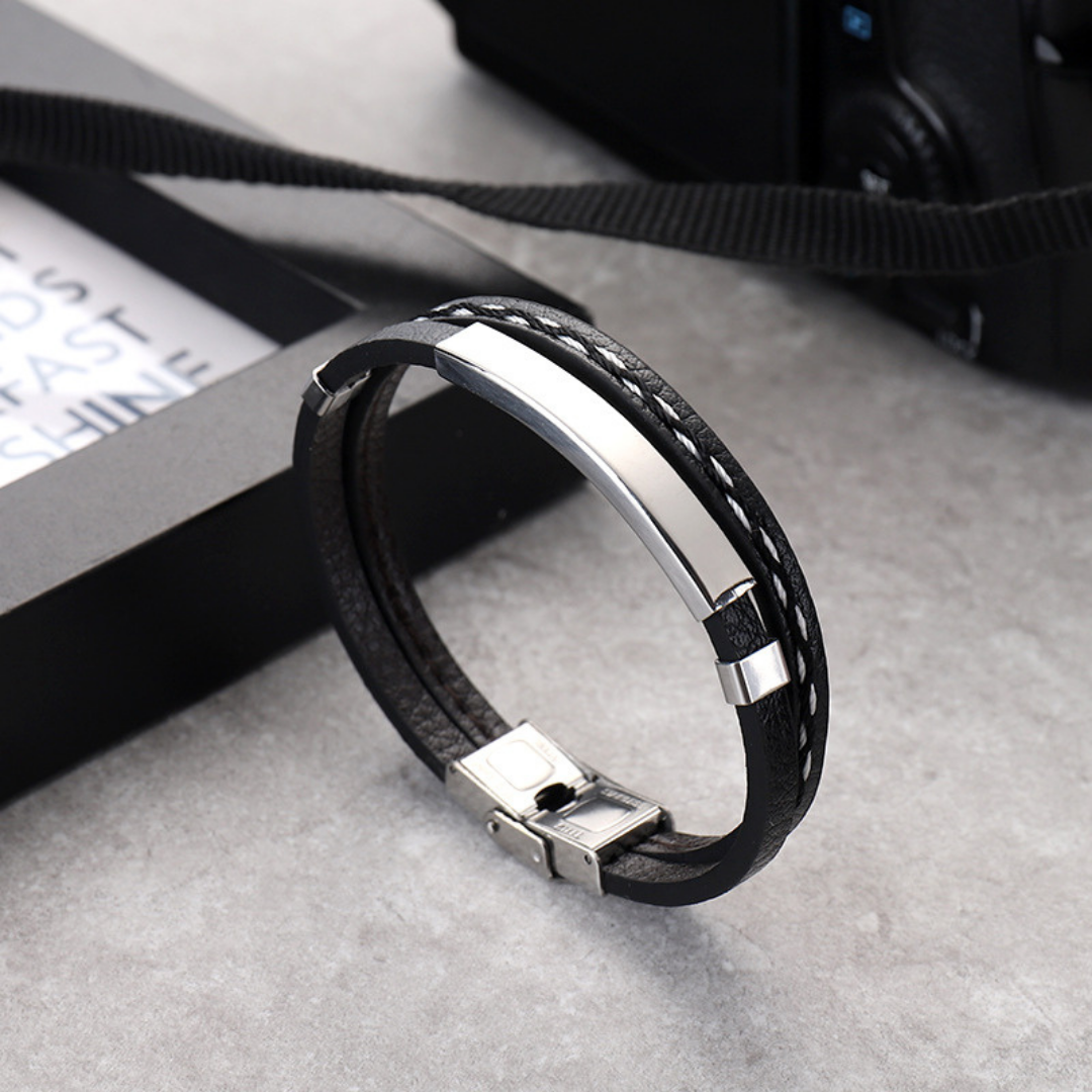 Leather Hand Bracelet For Men By Offmint