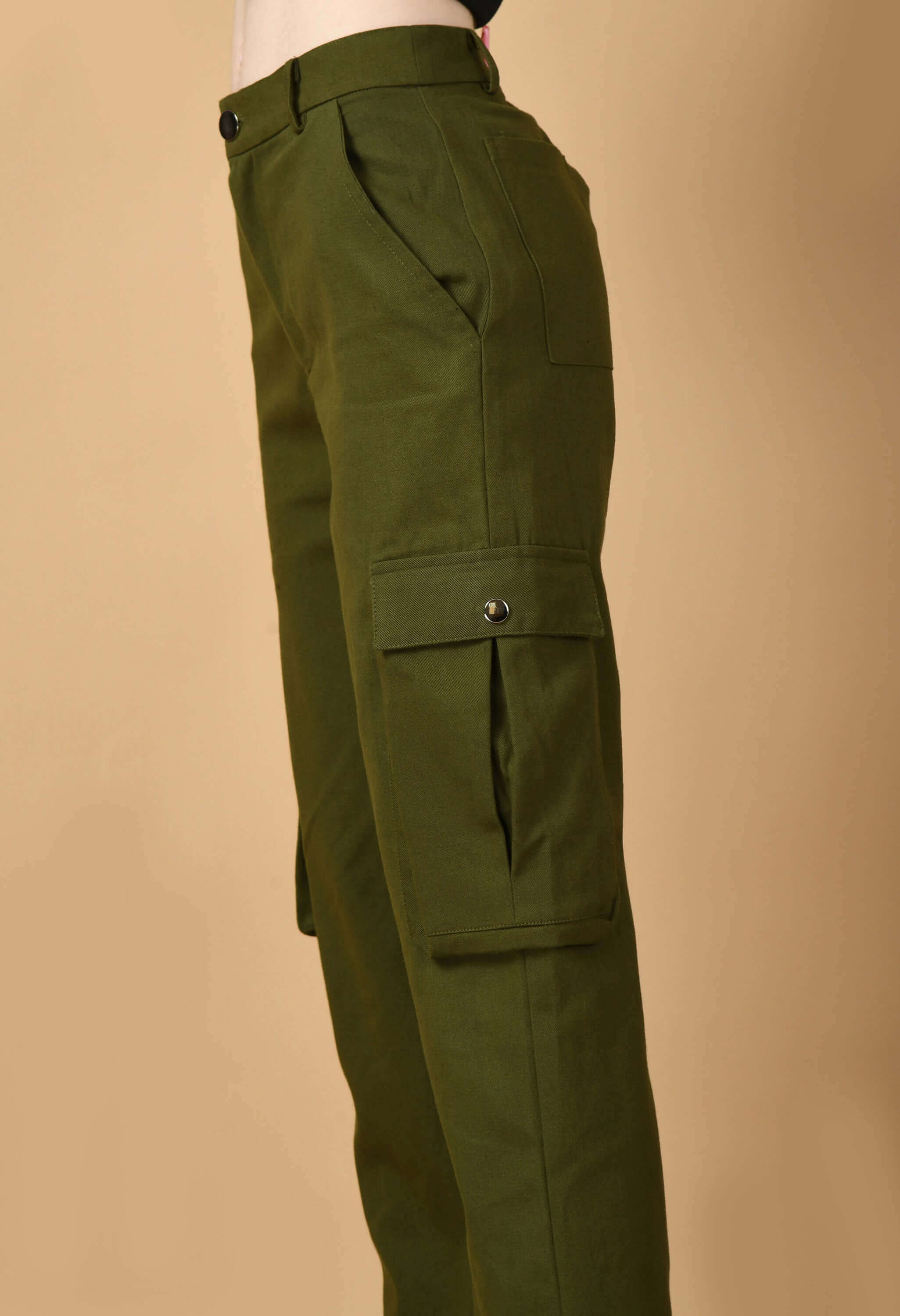 6 pocket women's olive green color cargo by offmint