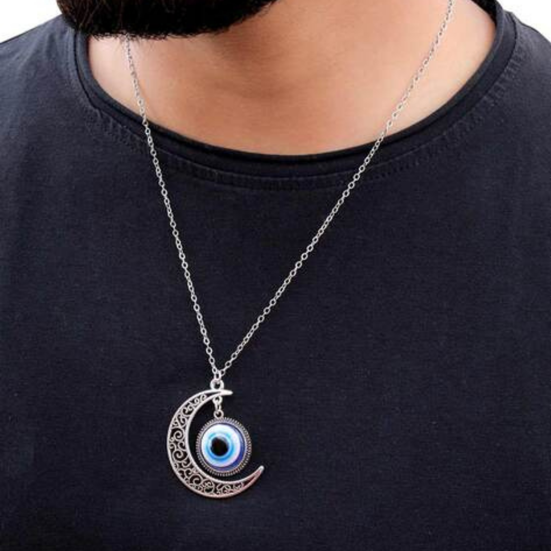 Silver-Plated Evil-Eye Chain Pendant For Men By Offmint