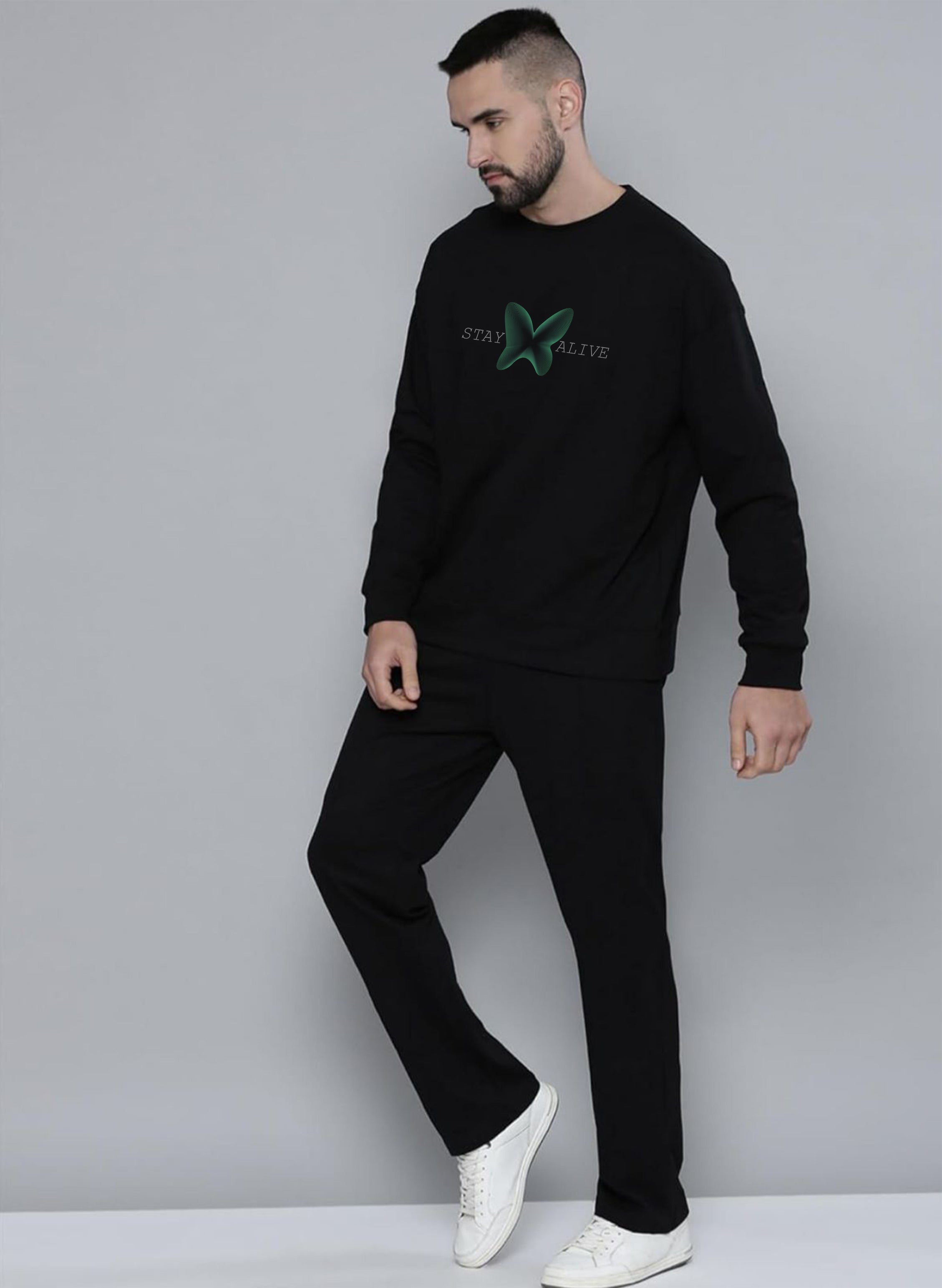 Stay Alive Print Black Co-ords By Offmint