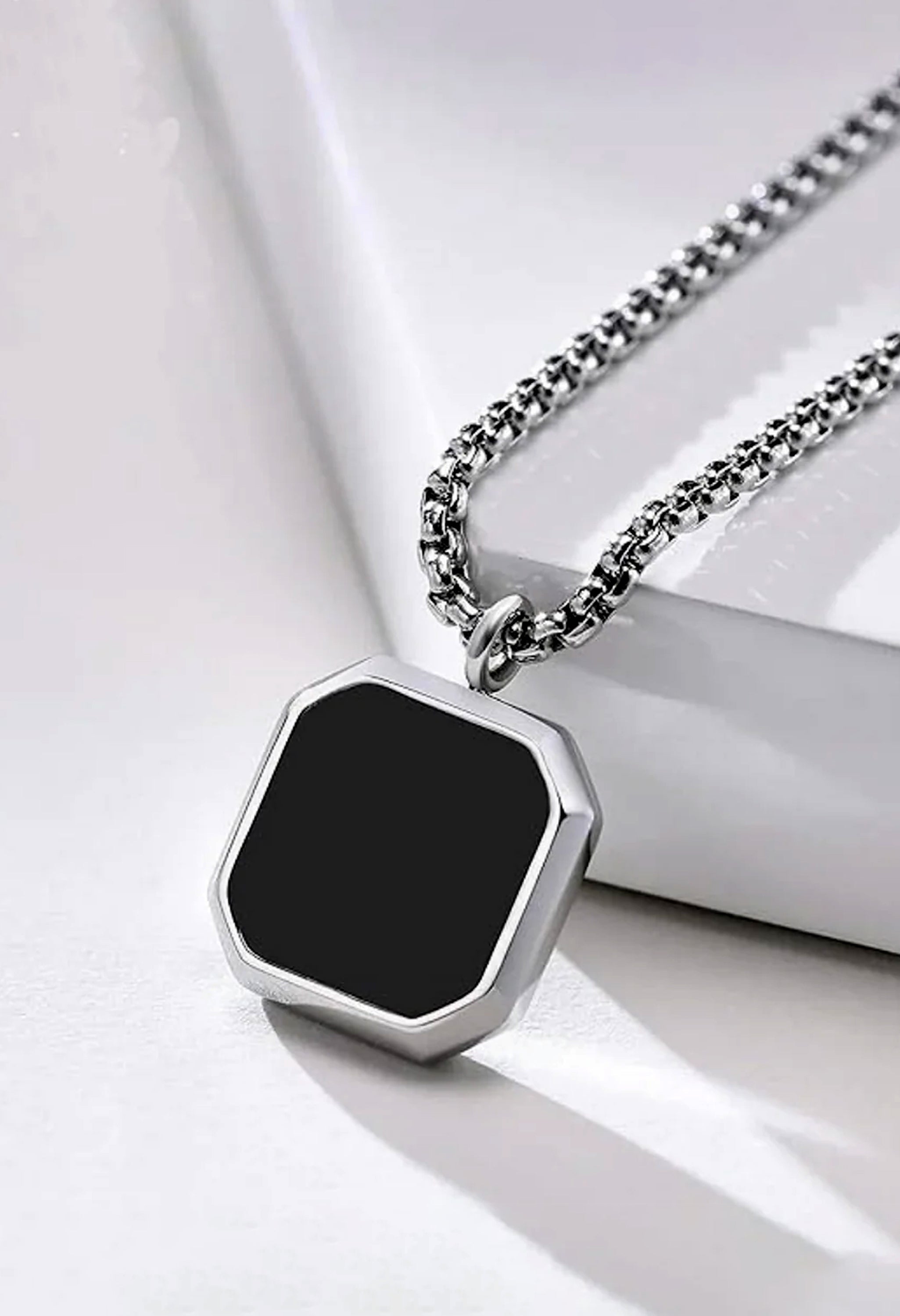 Black Square Pendant For Men By Offmint