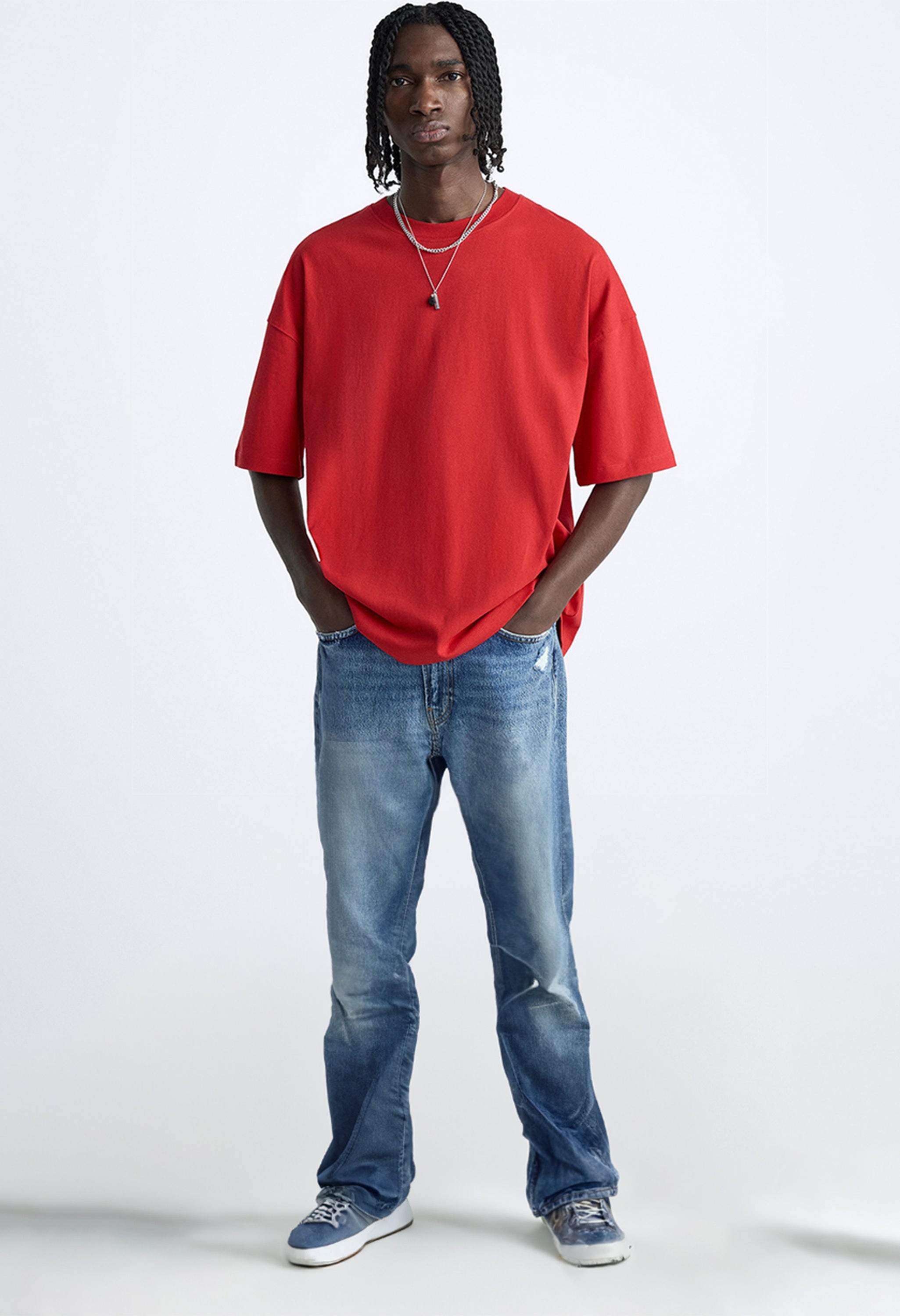 Brain Printed Red Oversized T-shirt By Offmint