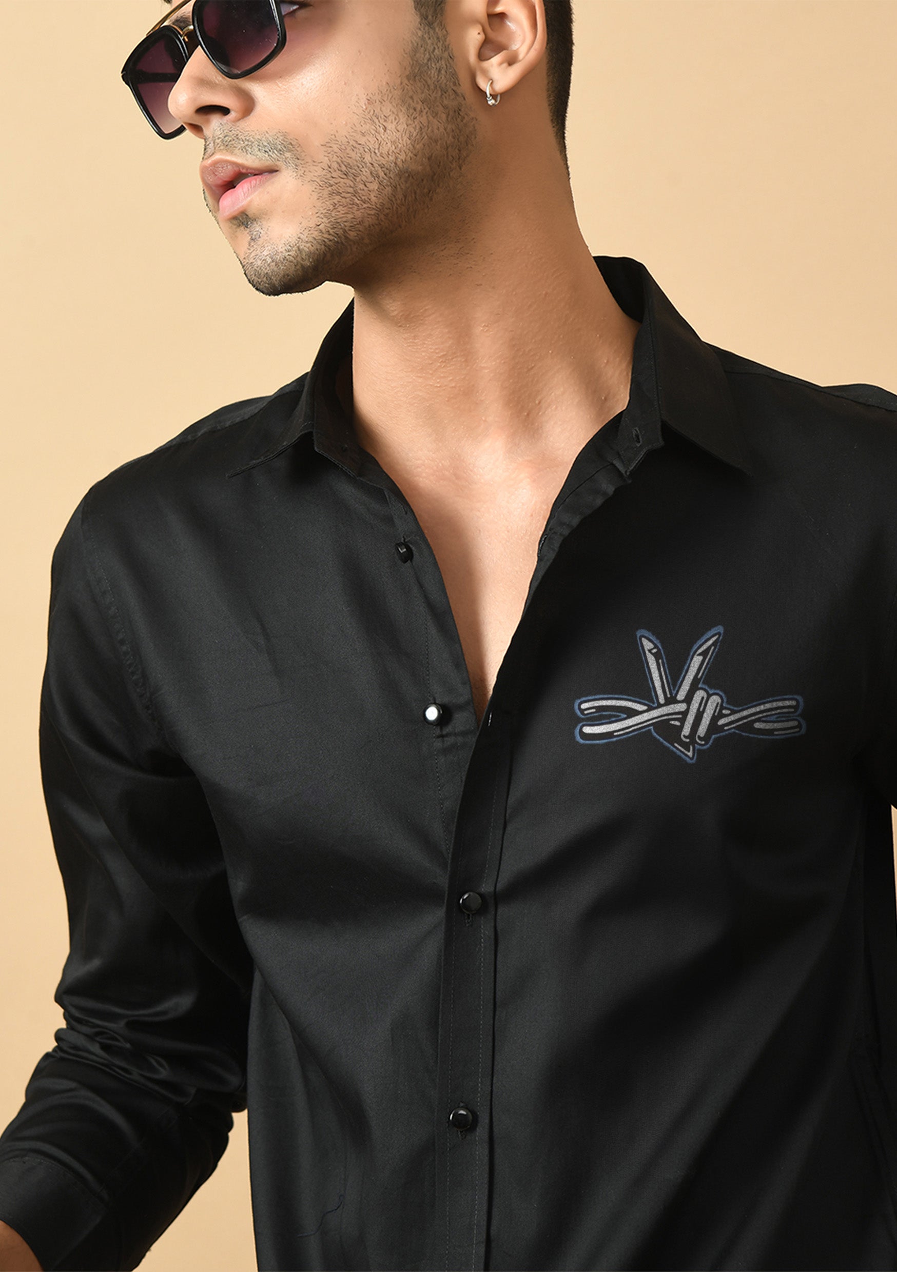 Victory Printed Black Shirt By Offmint