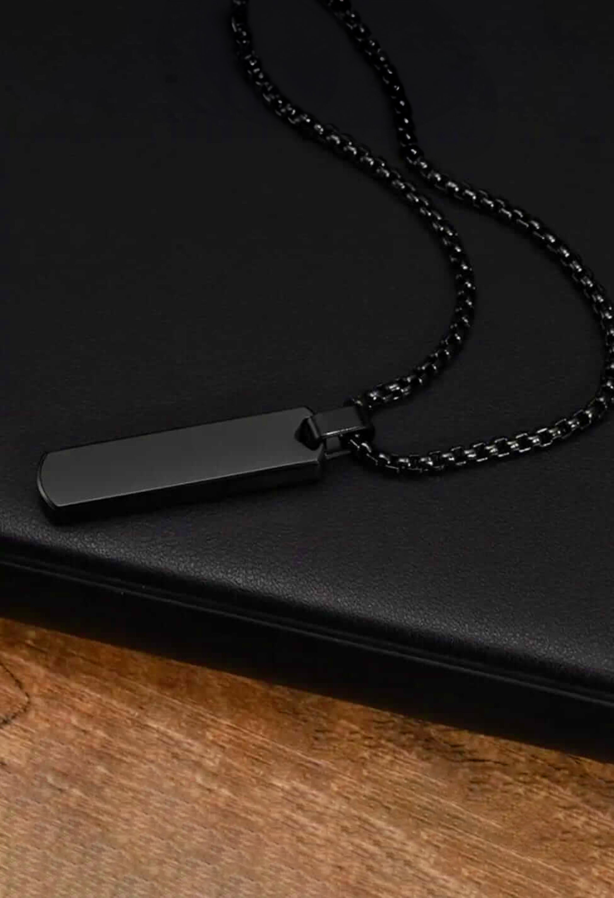 Black Stainless steel Contemporary Edge Pendant For Men By Offmint