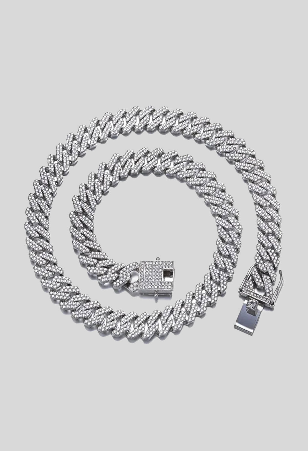 Iced Silver Pleated Necklace For Men By Offmint