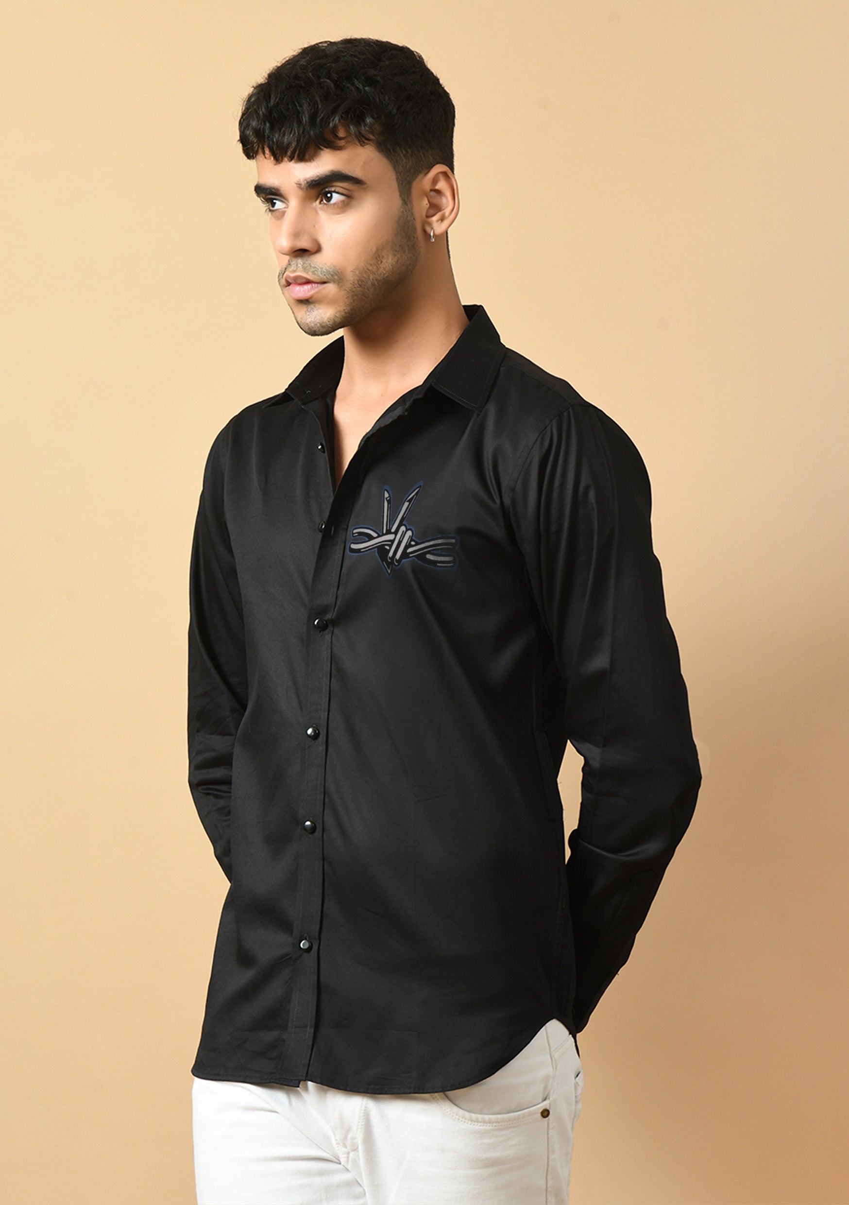 Victory Printed Black Shirt By Offmint